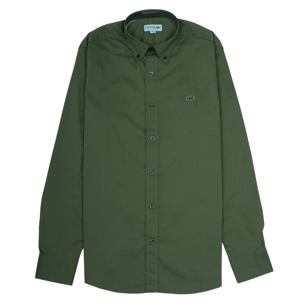 Lacoste Elegant Olive Green Slim Fit Shirt
