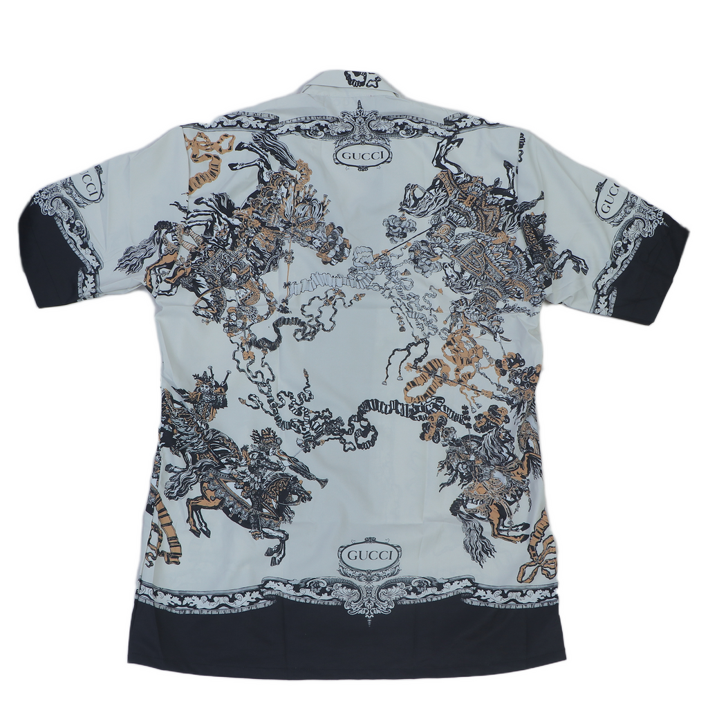 GUCCI Enchanted Teal Tailored Fit Short Sleeve Shirt