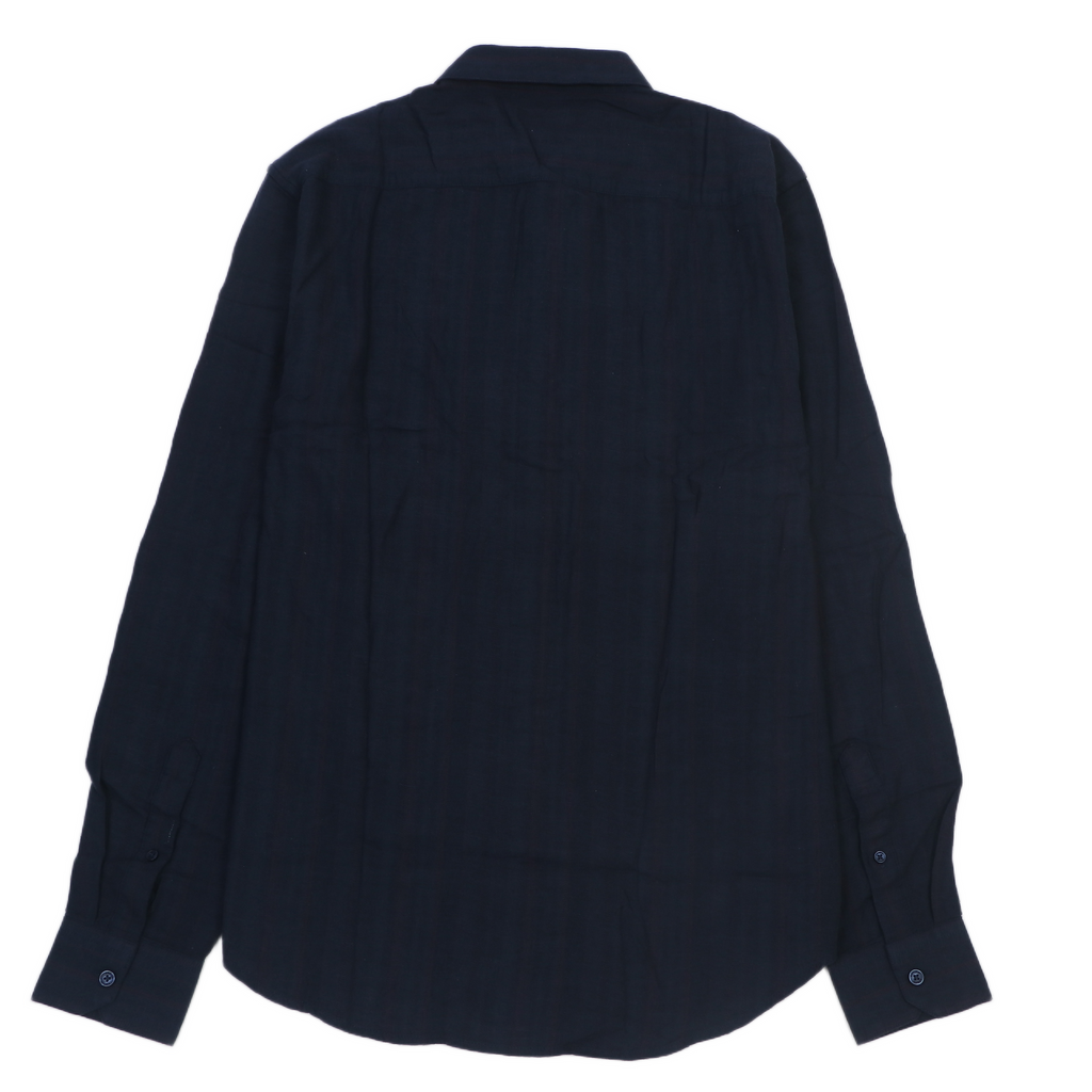 EMPORIO ARMANI Opulent Indigo Tailored Fit Long Sleeve Linen Shirt