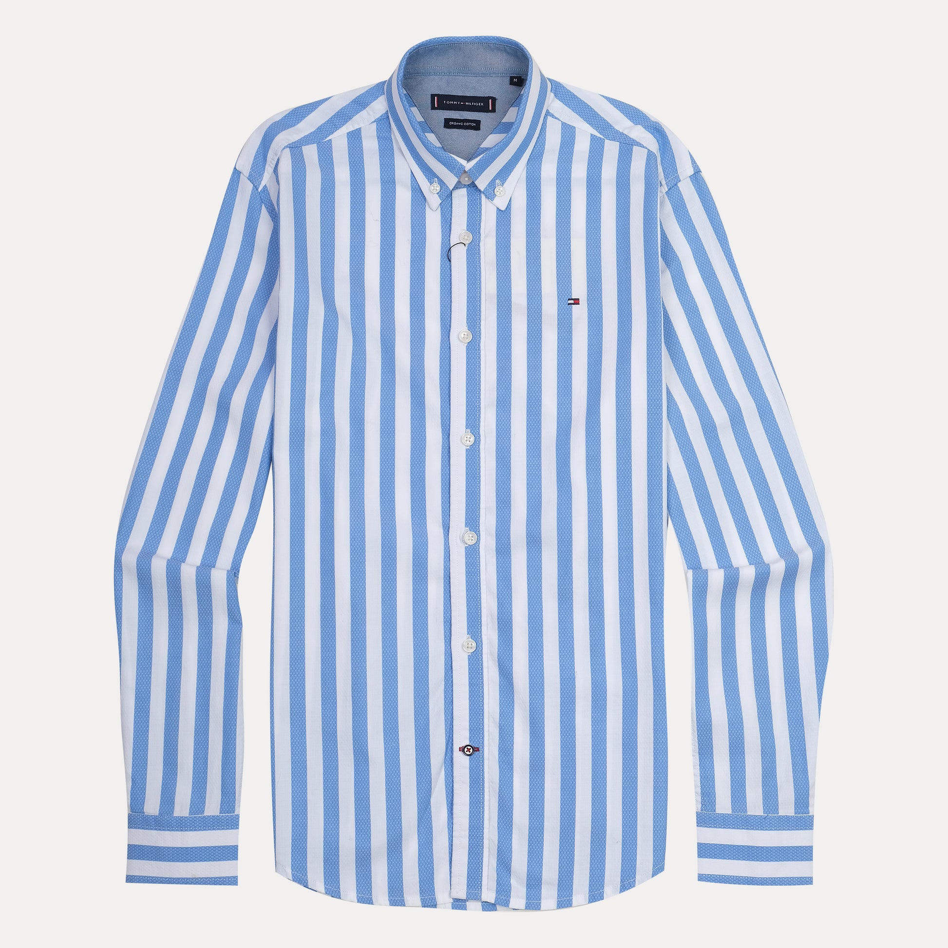 Tommy Hilfiger Organic Cotton Striped Shirt in Sky Blue Bliss