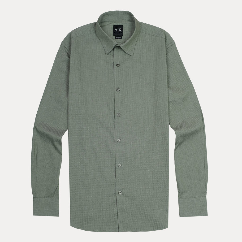 Armani Exchange Effortlessly Chic Olive Green Button-Up Shirt