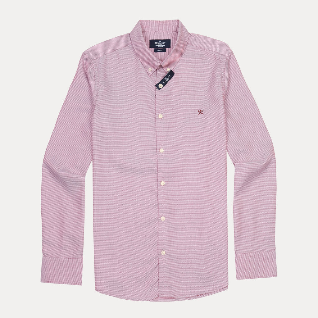 HACKETT Charming Raspberry Textured Slim Fit Shirt