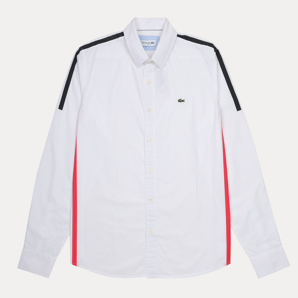 Lacoste Slim Fit Crisp White Sporty Shirt with Bold Accents