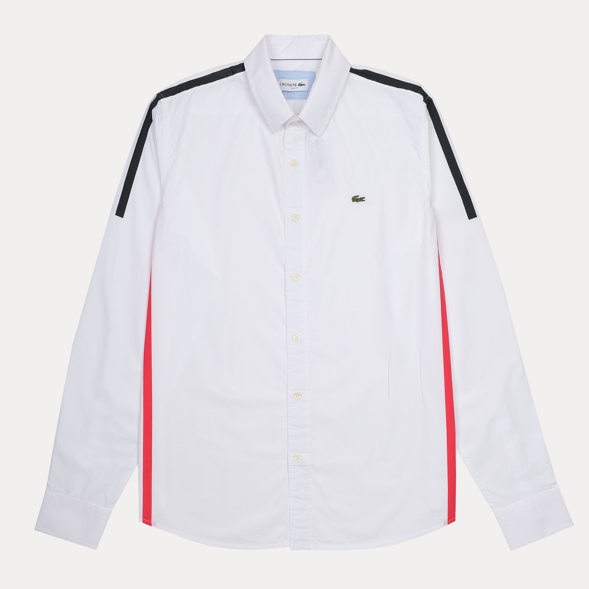 Lacoste Slim Fit Crisp White Sporty Shirt with Bold Accents