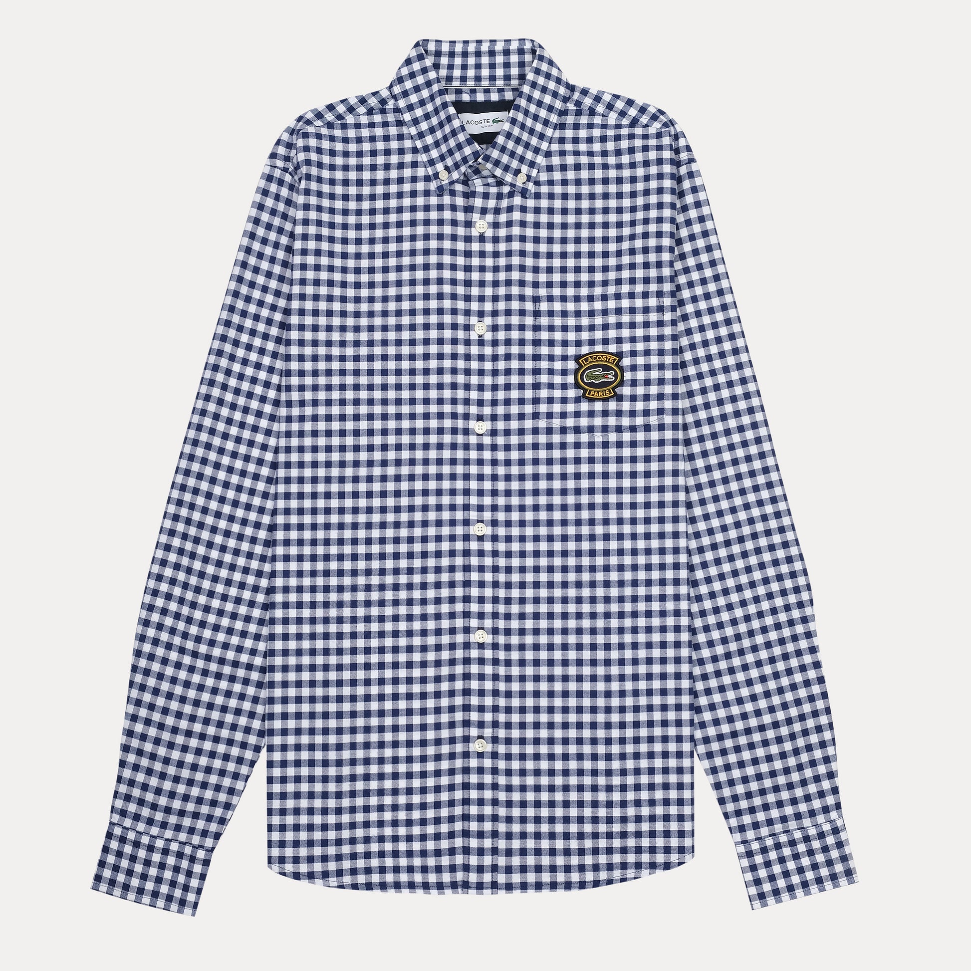 Lacoste Slim Fit Gingham Delight Shirt in Nautical Navy & White