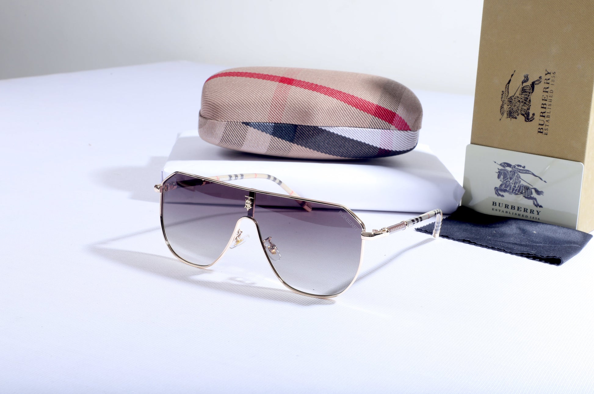 Burberry Oversized Aviator Sunglasses with Gradient Lenses