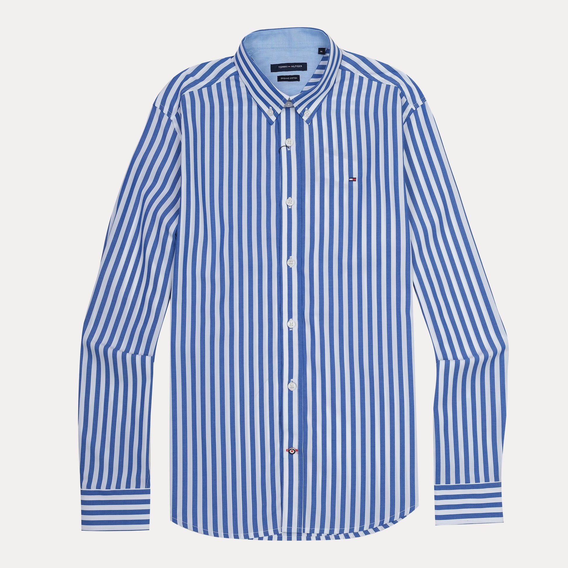 Tommy Hilfiger Striped Elegance Organic Cotton Shirt in Sky Blue & Crisp White