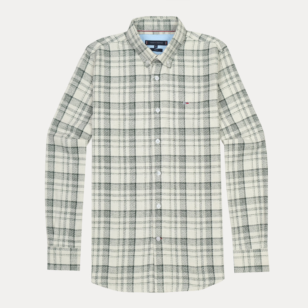 Tommy Hilfiger Organic Cotton Slim Fit Plaid Shirt in Whispering Willow