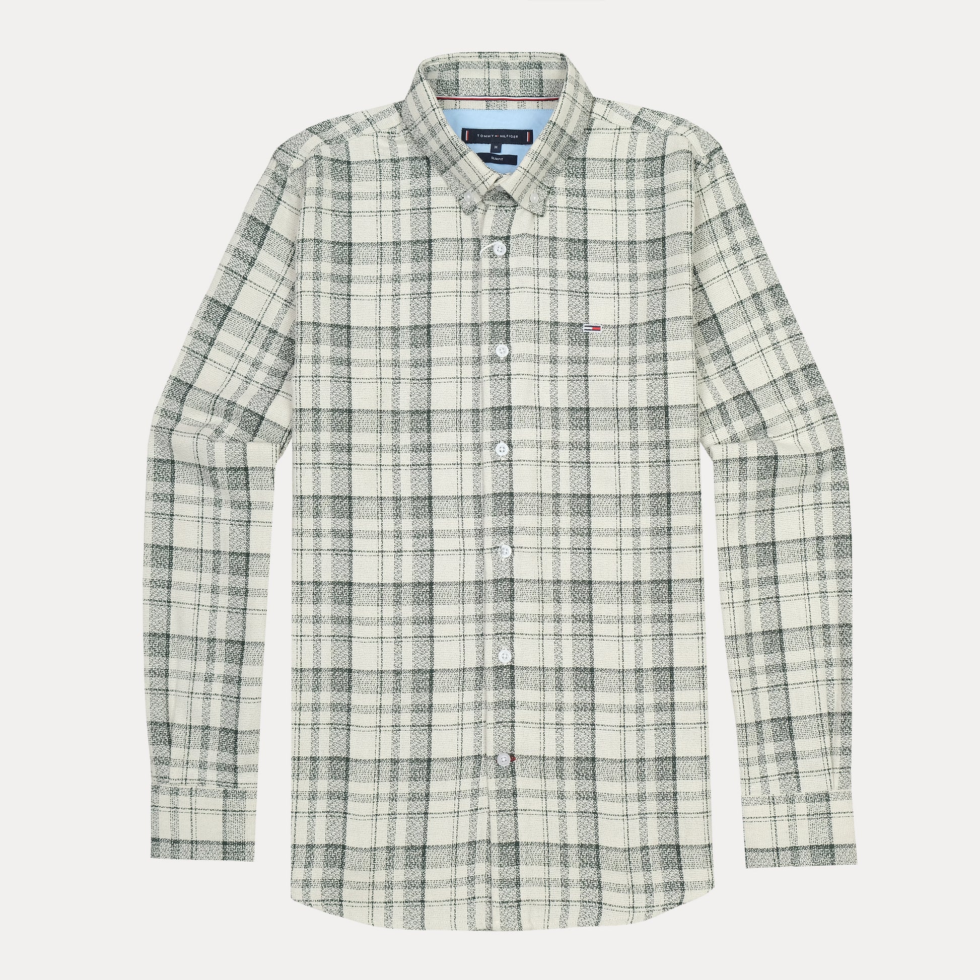 Tommy Hilfiger Organic Cotton Slim Fit Plaid Shirt in Whispering Willow