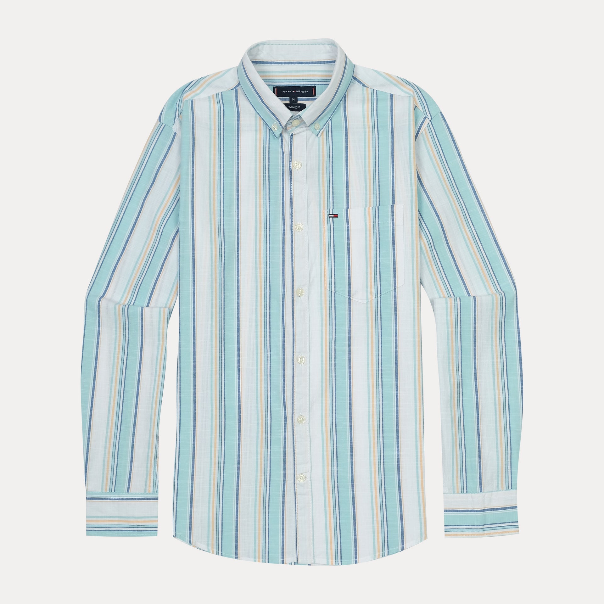 TOMMY HILFIGER Serene Aqua Tailored Fit Long Sleeve Button-Up Shirt