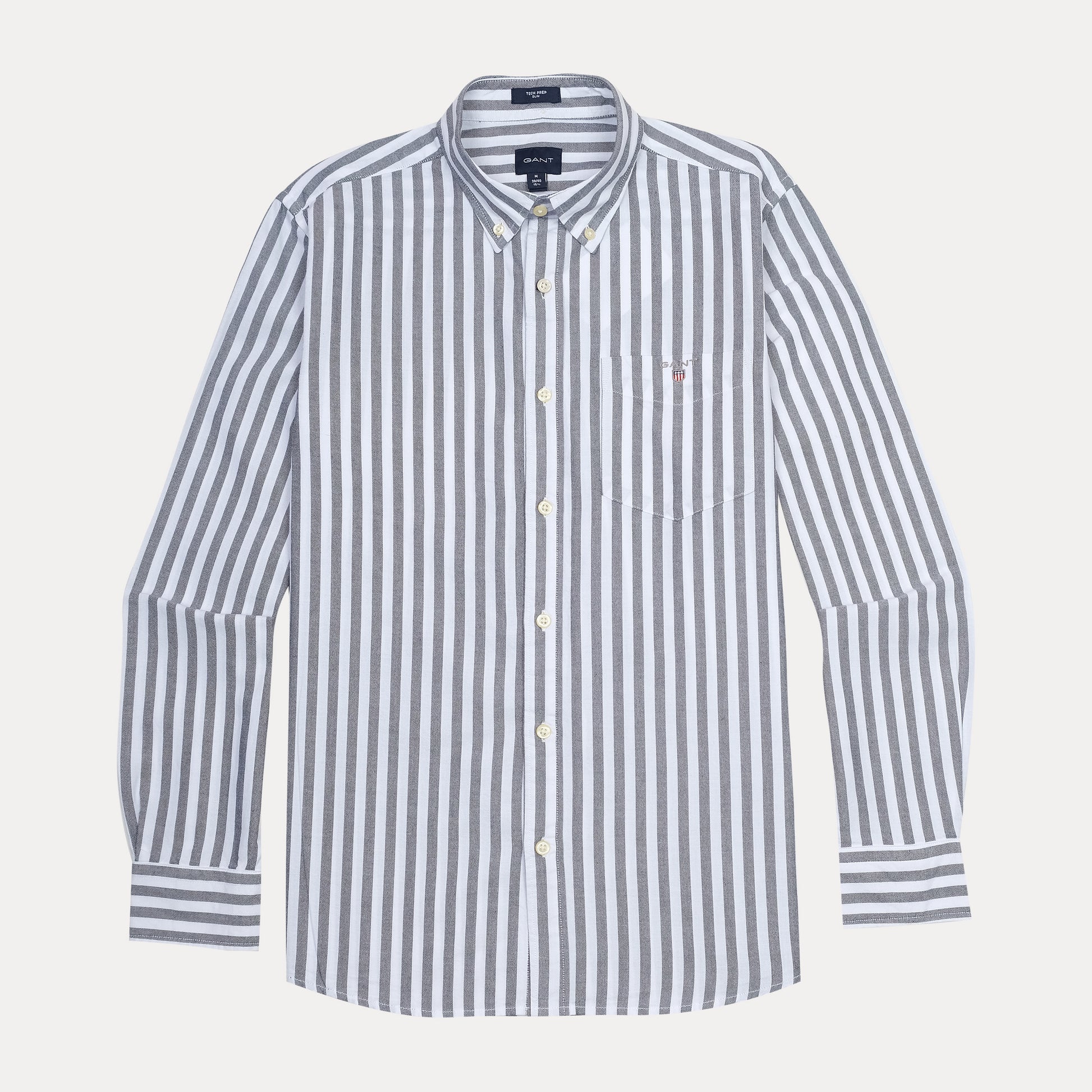 GANT Striped Elegance Tech Prep Shirt in Charcoal Whisper
