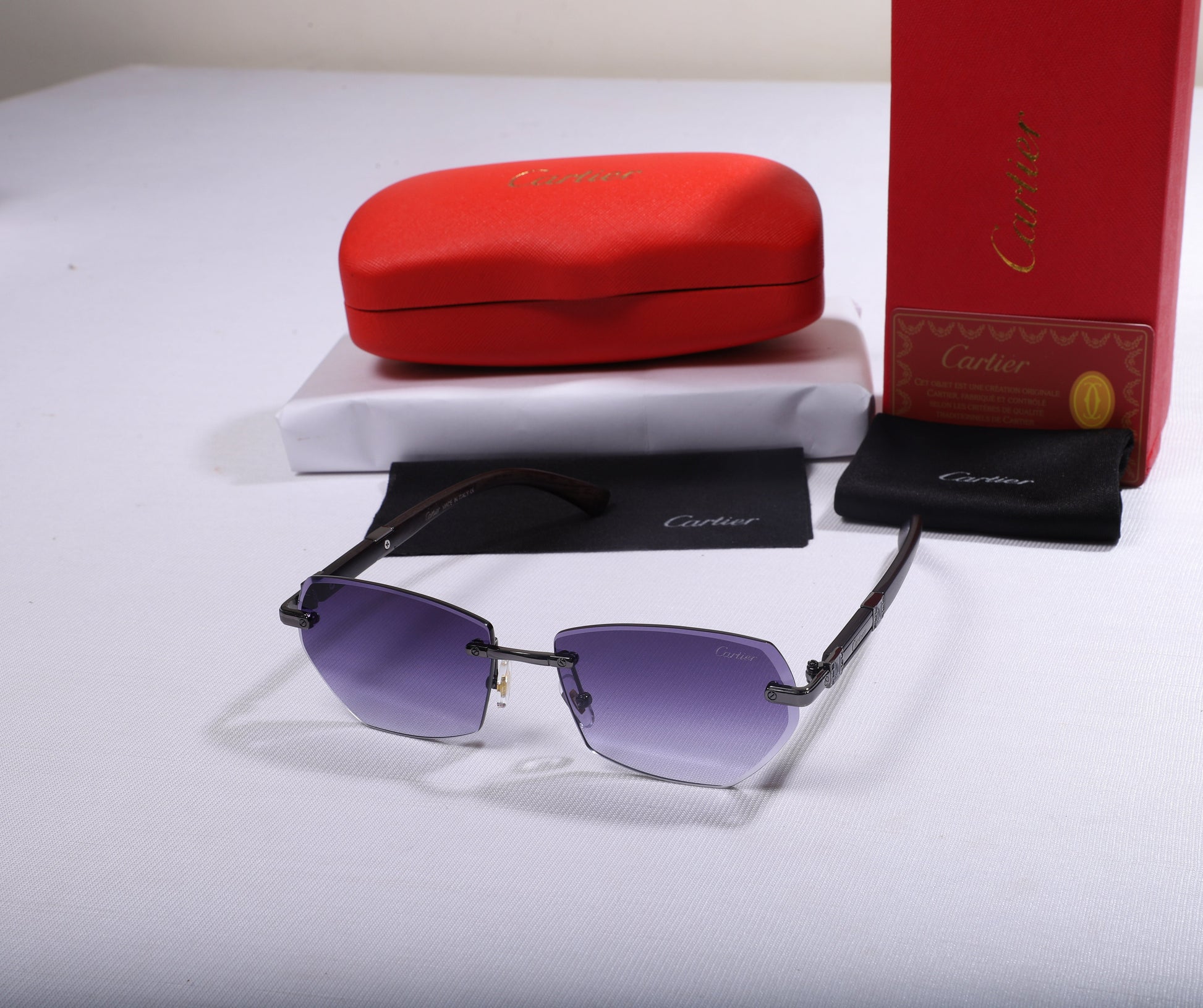 Cartier Luxe Square Sunglasses with Gradient Lenses