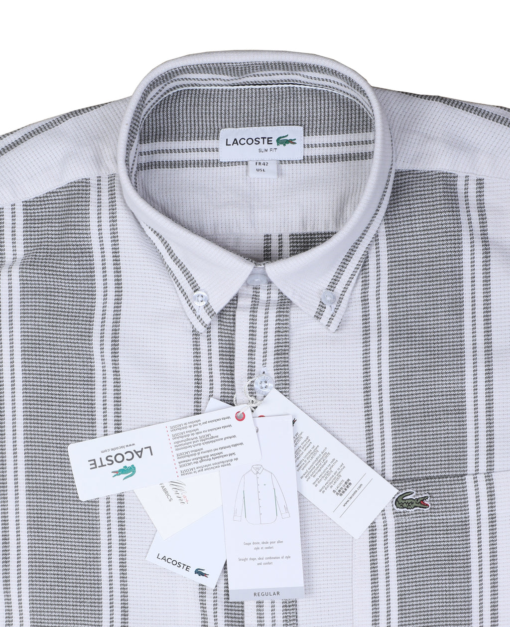 LACOSTE Whispering Slate Slim Fit Long Sleeve Button-Up Shirt