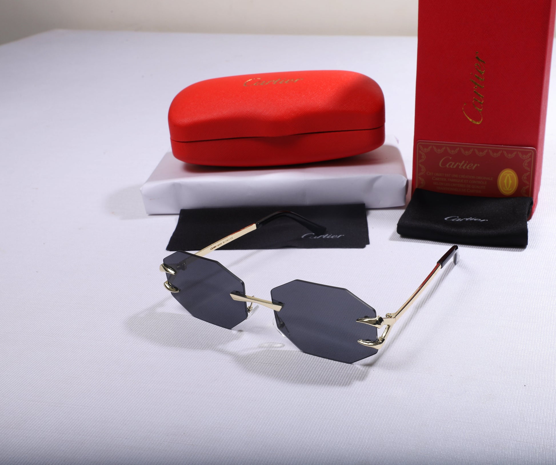 Cartier Octagonal Sunglasses with Gold Accents
