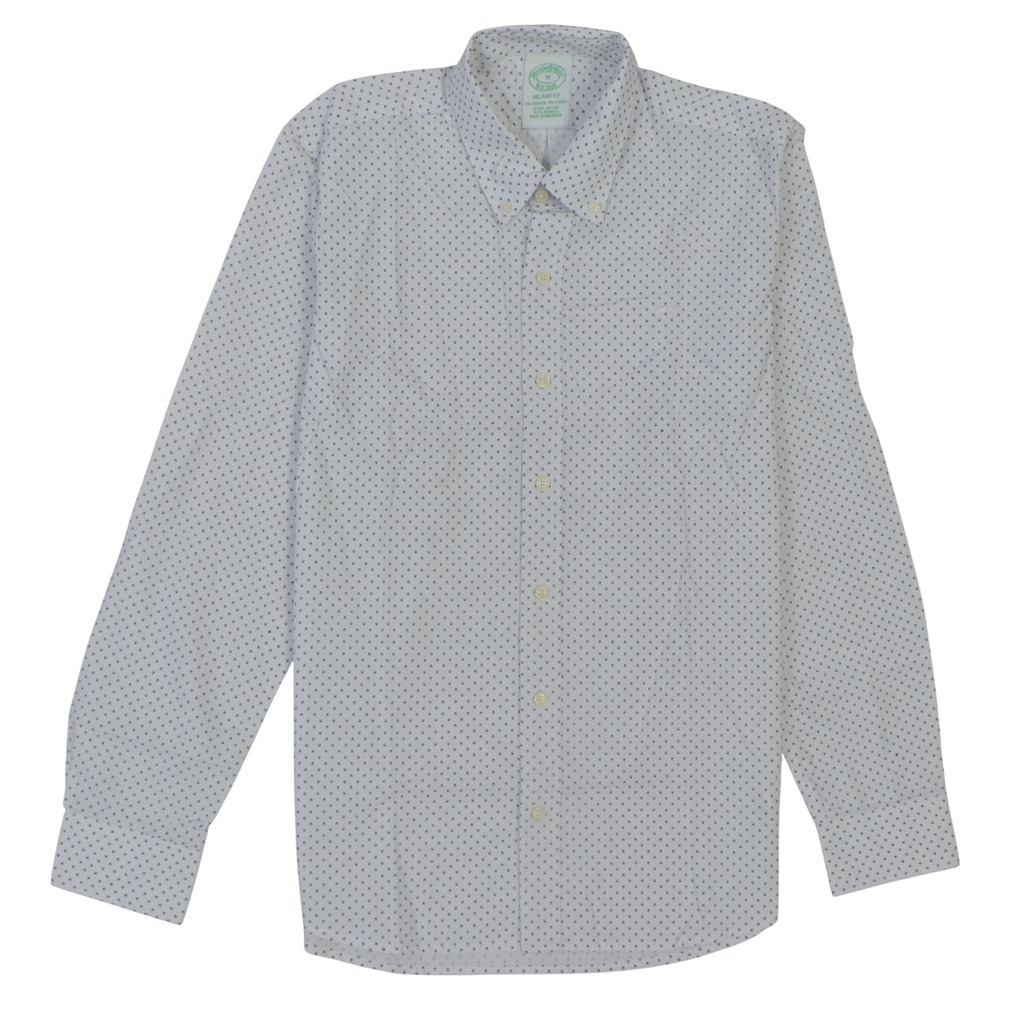 BROOKS BROTHERS Ethereal Mist Milano Fit Long Sleeve Button-Down Shirt