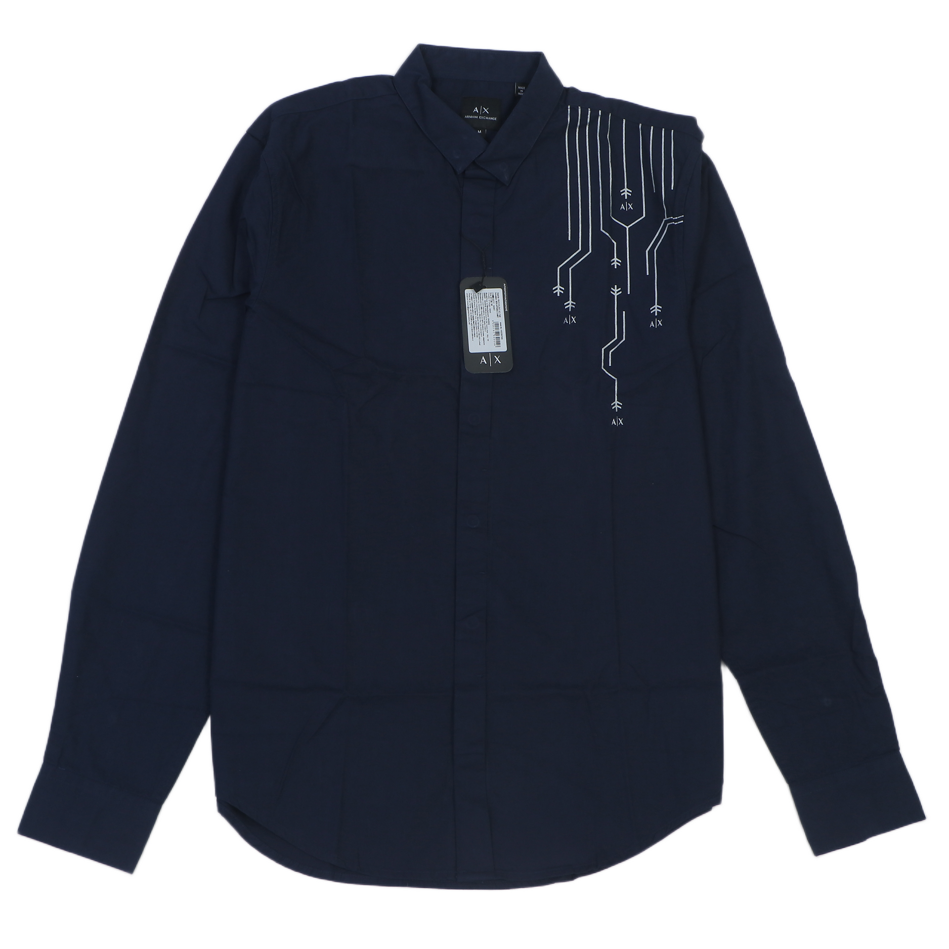 ARMANI EXCHANGE Luminous Indigo Tailored Fit Long Sleeve Button-Up Shirt
