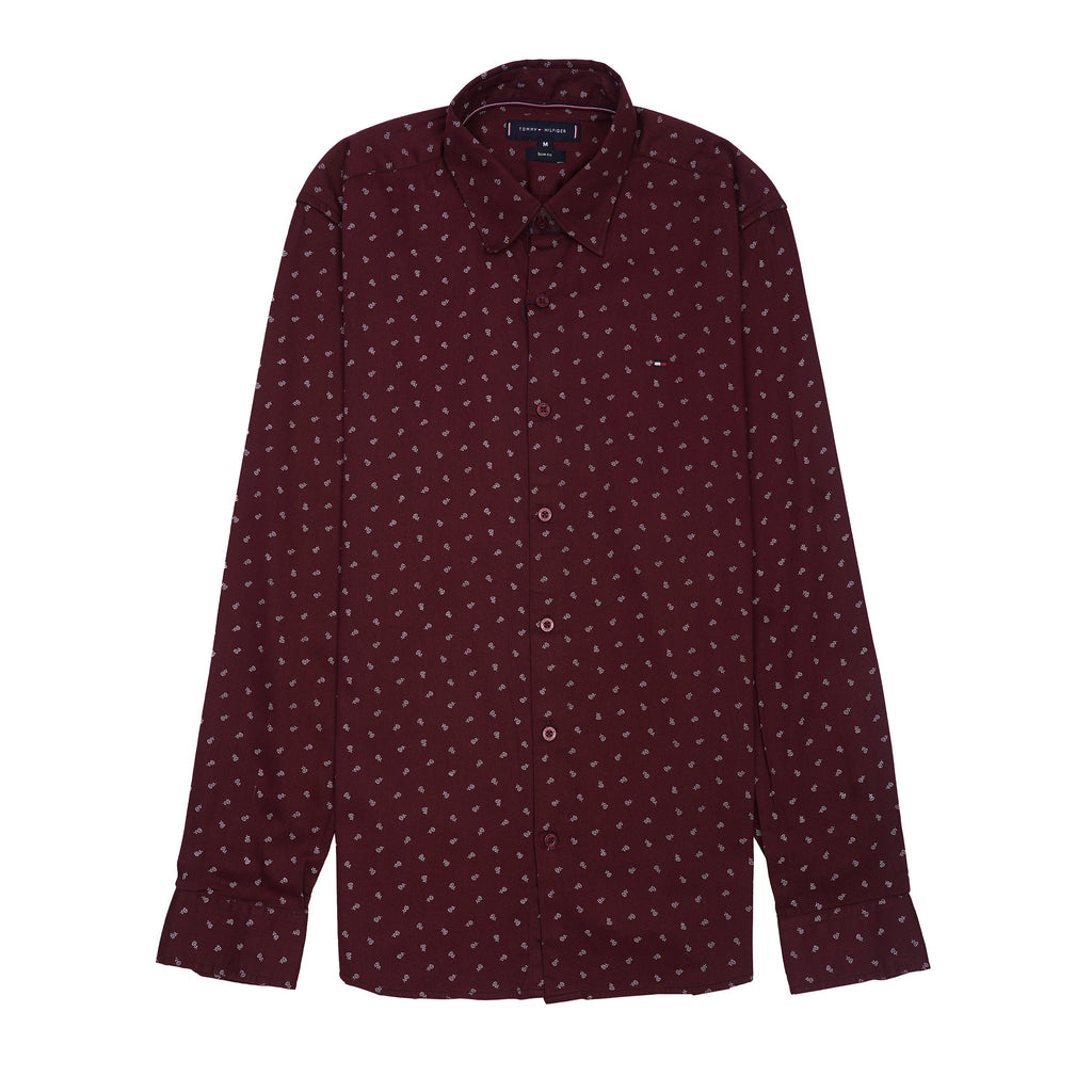 TOMMY HILFIGER Radiant Garnet Tailored Fit Long Sleeve Shirt