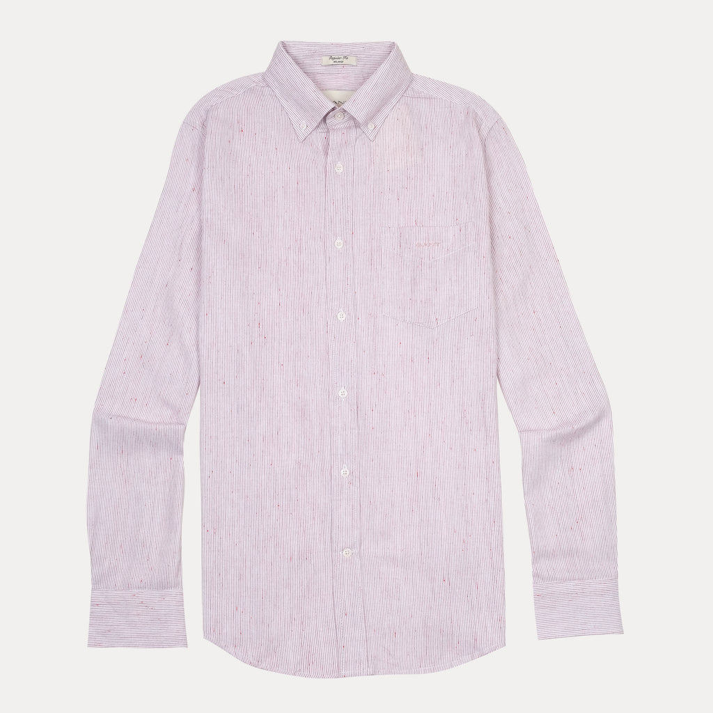 [M��lange Slub Linen] GANT Melange Stripe Shirt in Blushing Petal