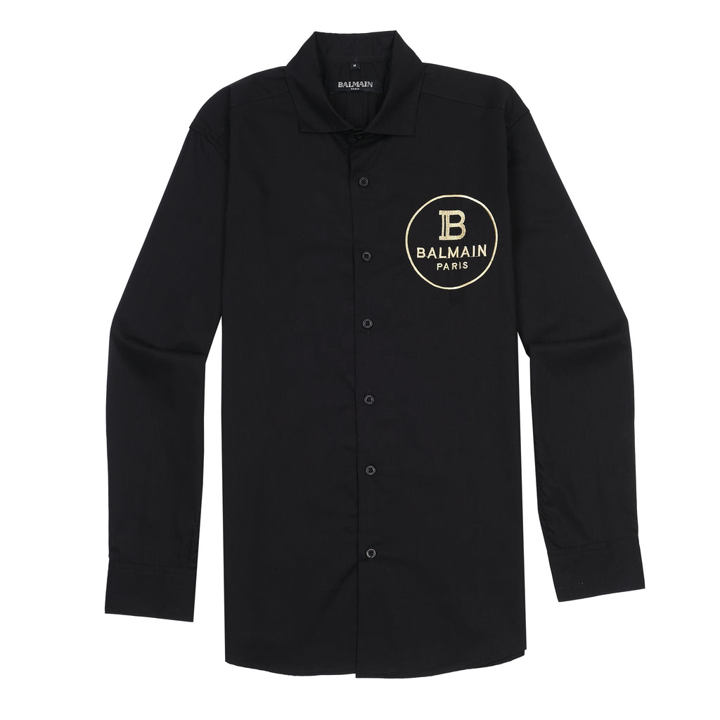 Balmain Elegant Noir Embroidered Shirt