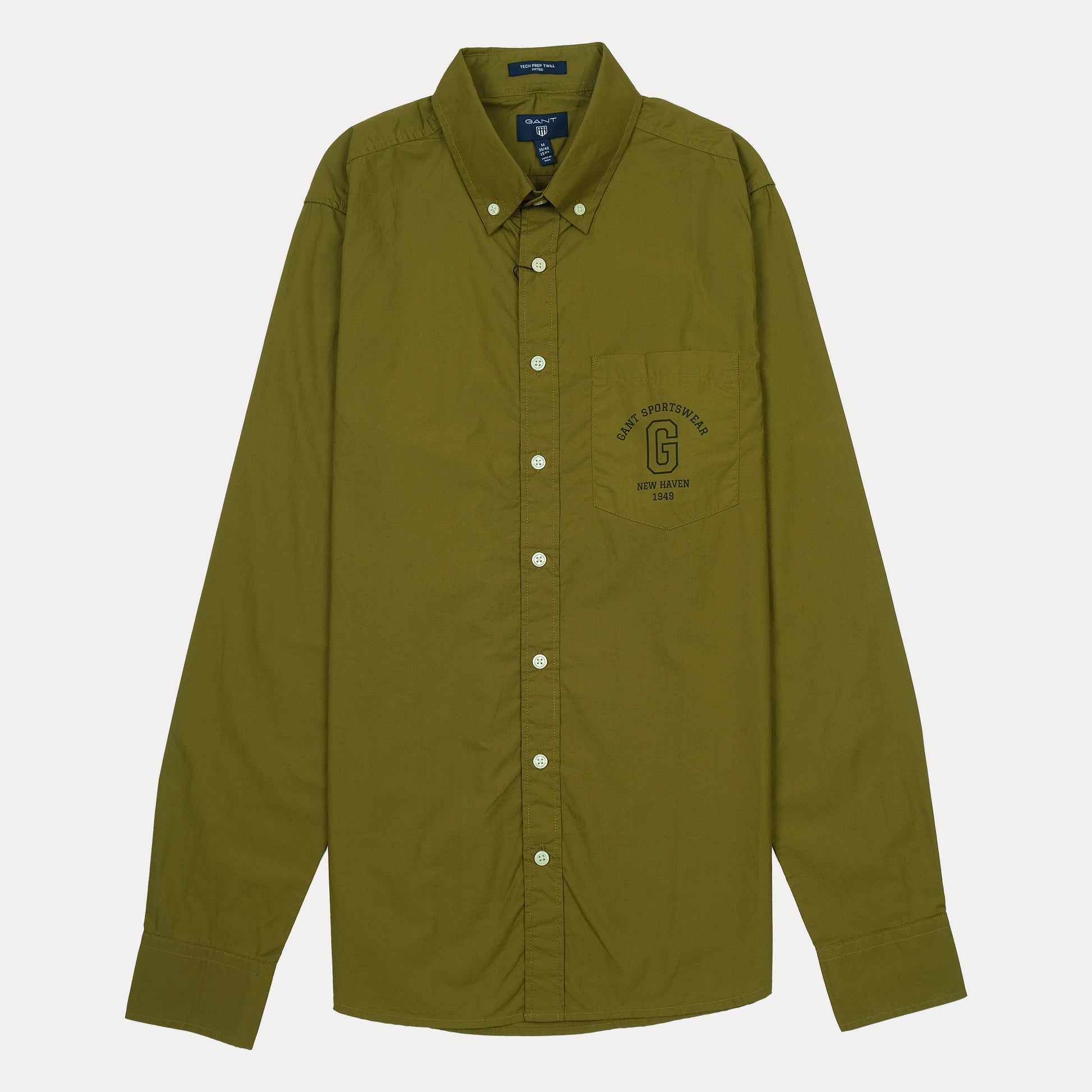 GANT Tech Prep Twill Long Sleeve Shirt in Olive Green