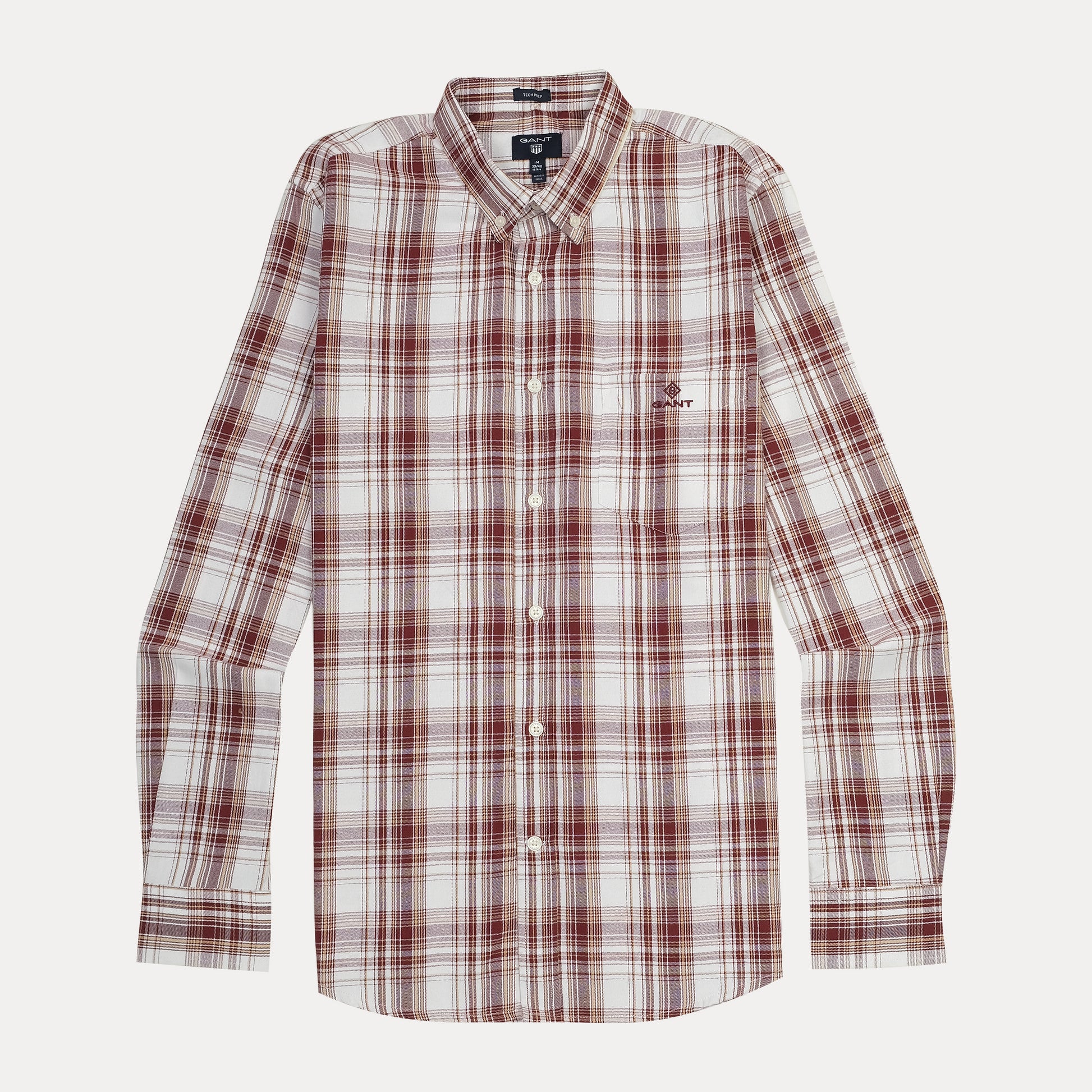 GANT Rustic Plaid Button-Up Shirt in Autumnal Crimson