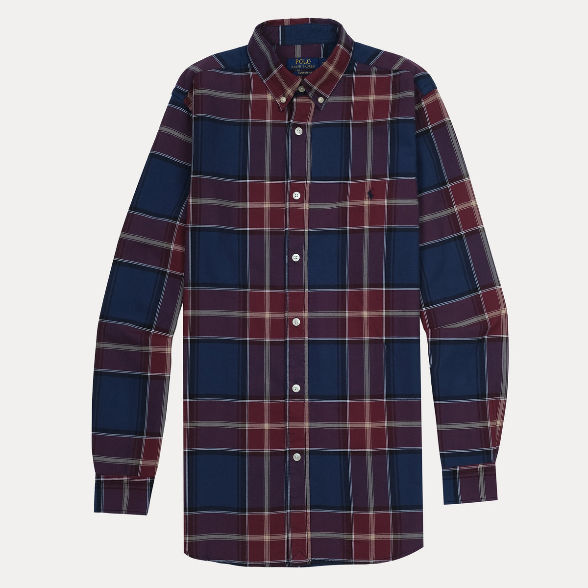 Polo Ralph Lauren Custom Fit Plaid Shirt in Majestic Midnight & Burgundy Bliss