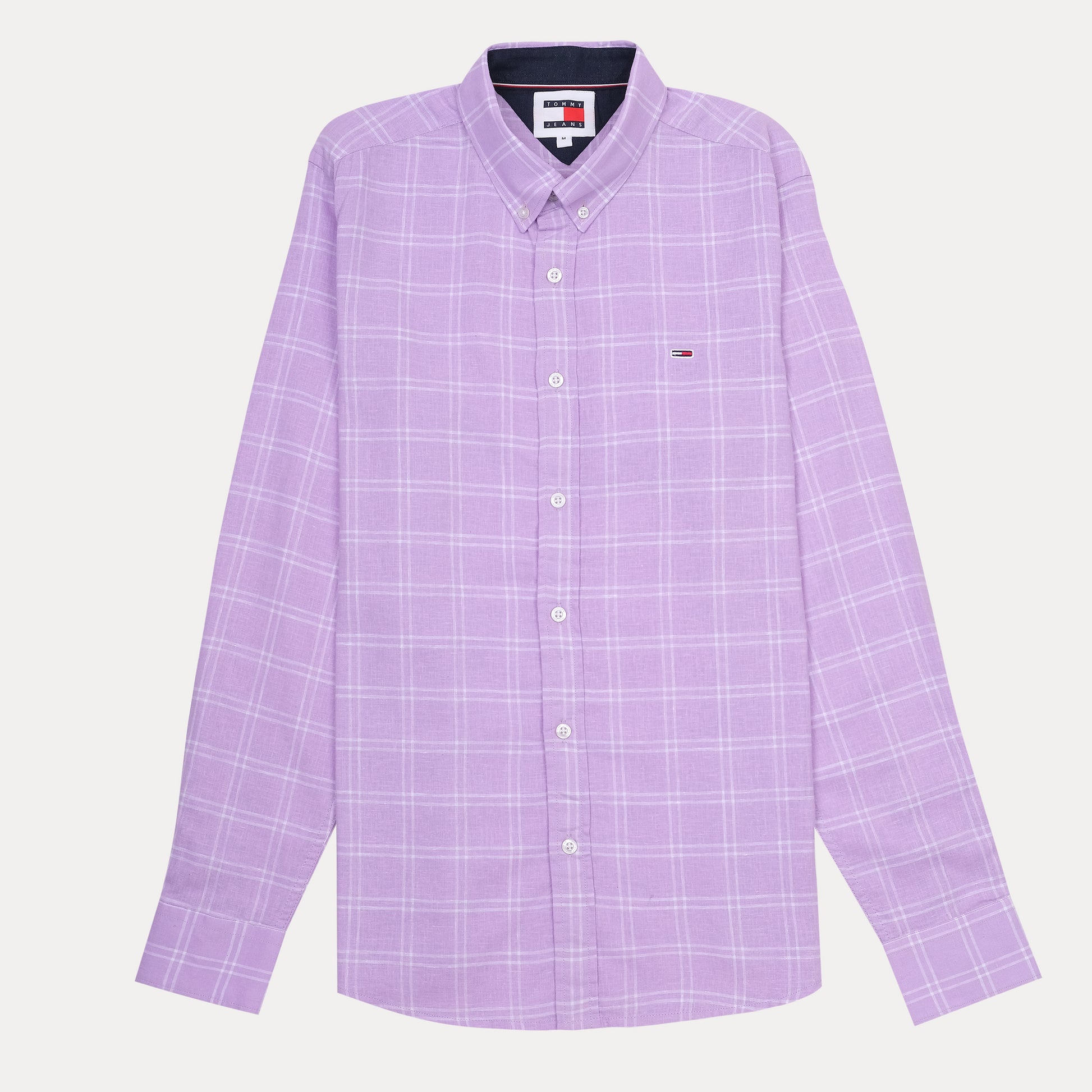 Tommy Jeans Linen Effervescent Lilac Plaid Button-Up Shirt