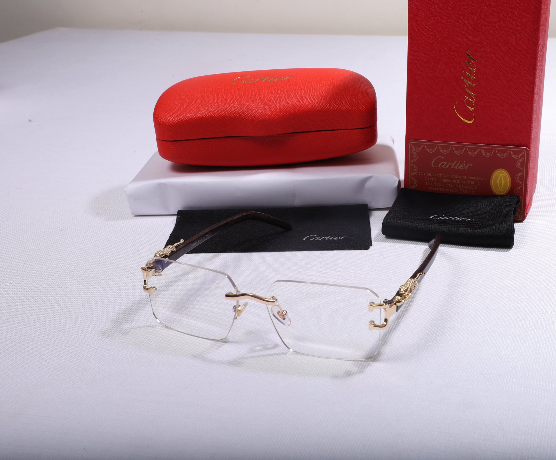 Cartier Elegant Square Frame Eyeglasses with Gold Accents