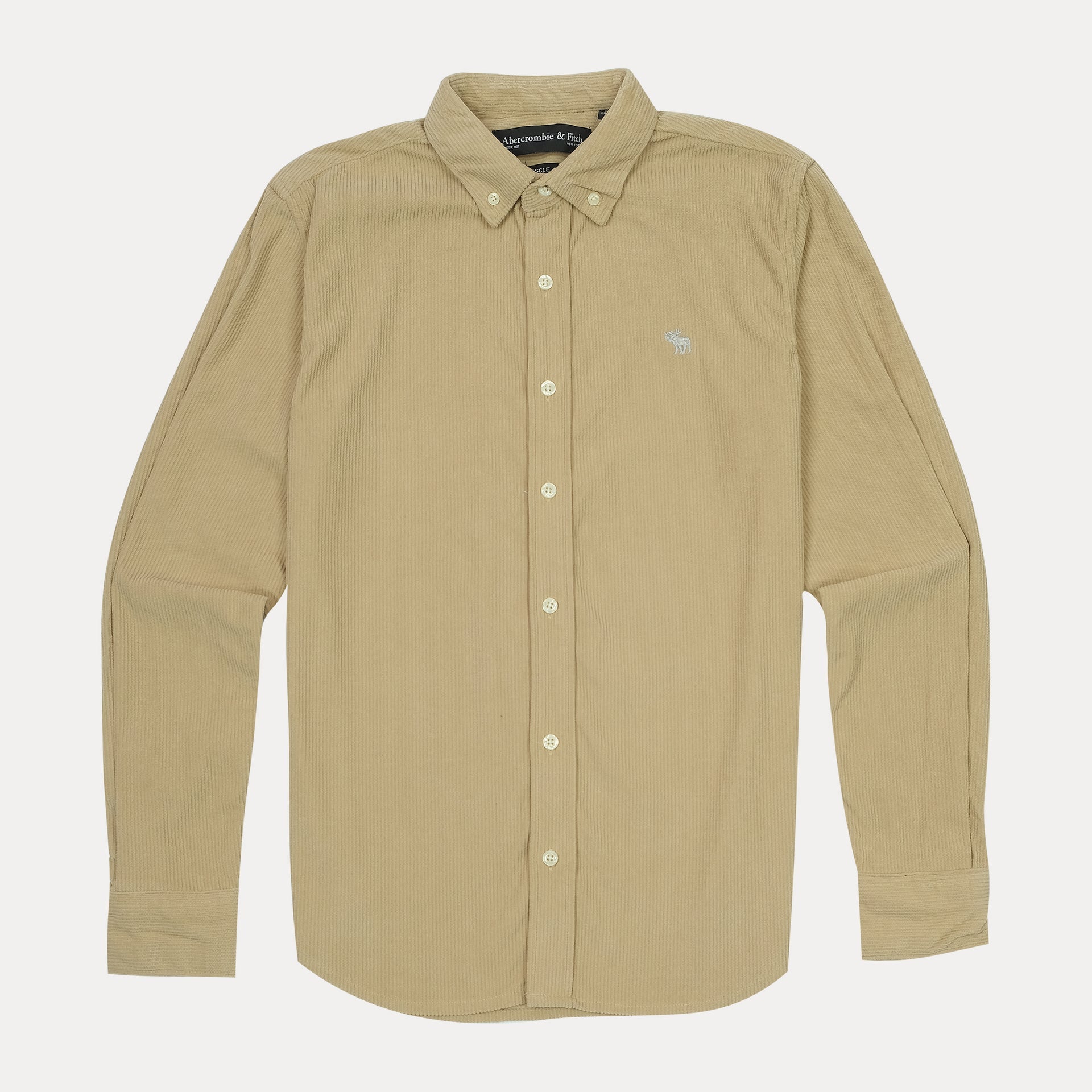 ABERCROMBIE & FITCH Opulent Olive Muscle Fit Long Sleeve Shirt