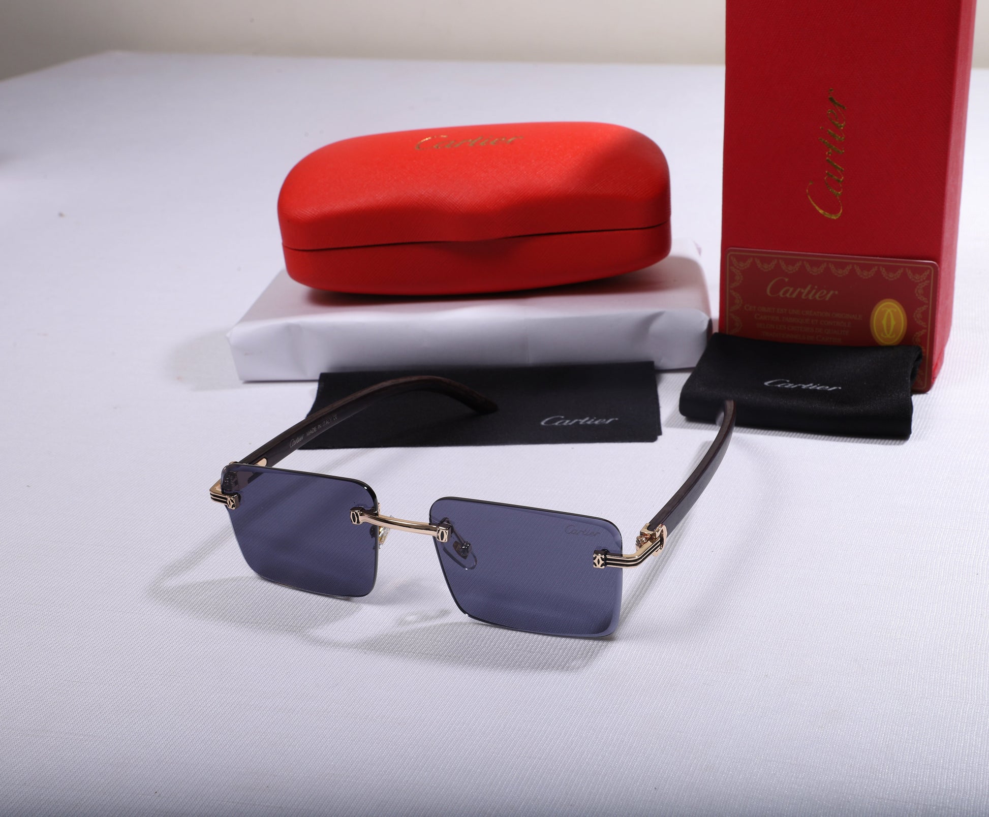 Cartier Modern Square Sunglasses with Purple Lenses