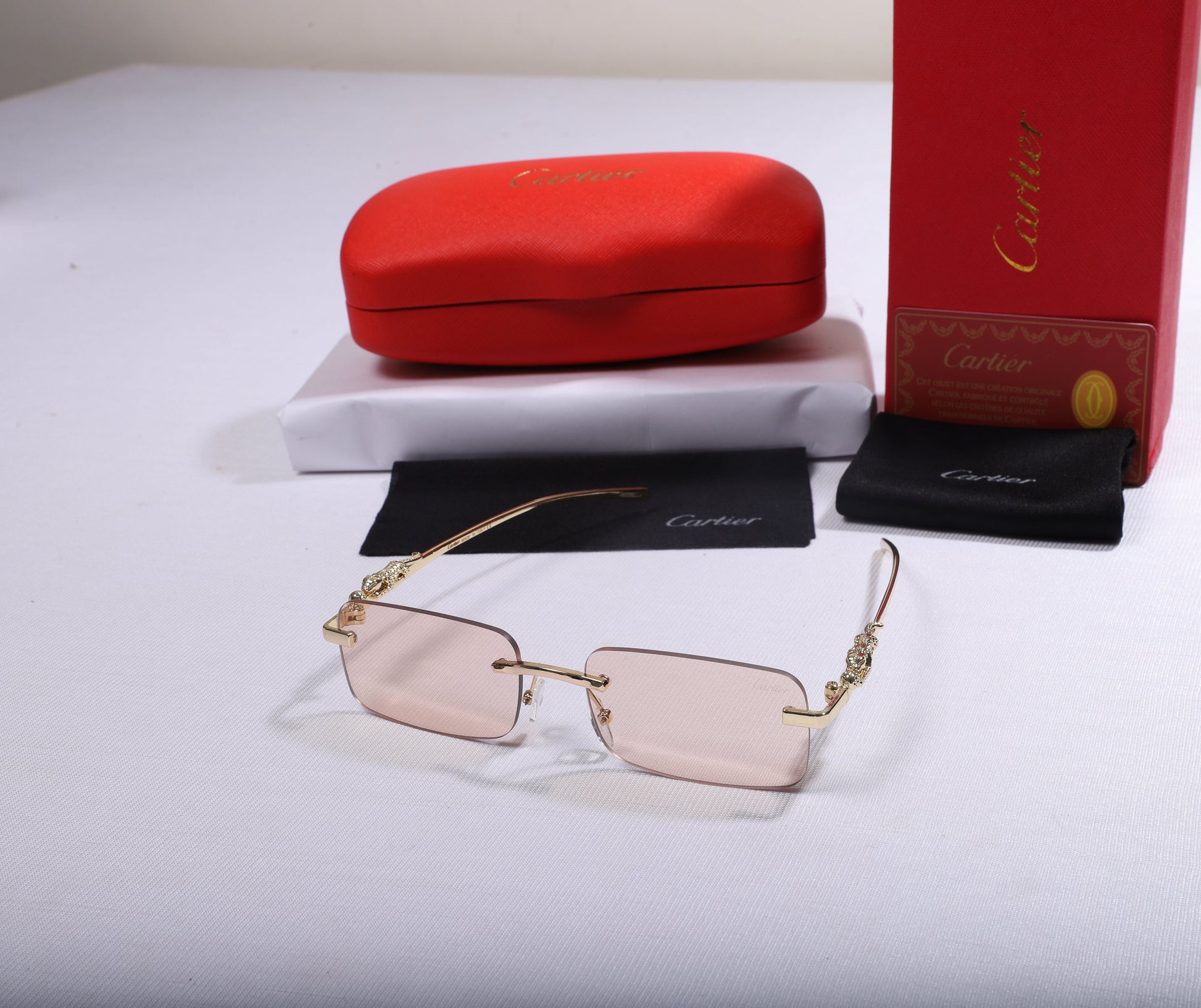 Cartier Elegant Square Sunglasses with Crystal Accents