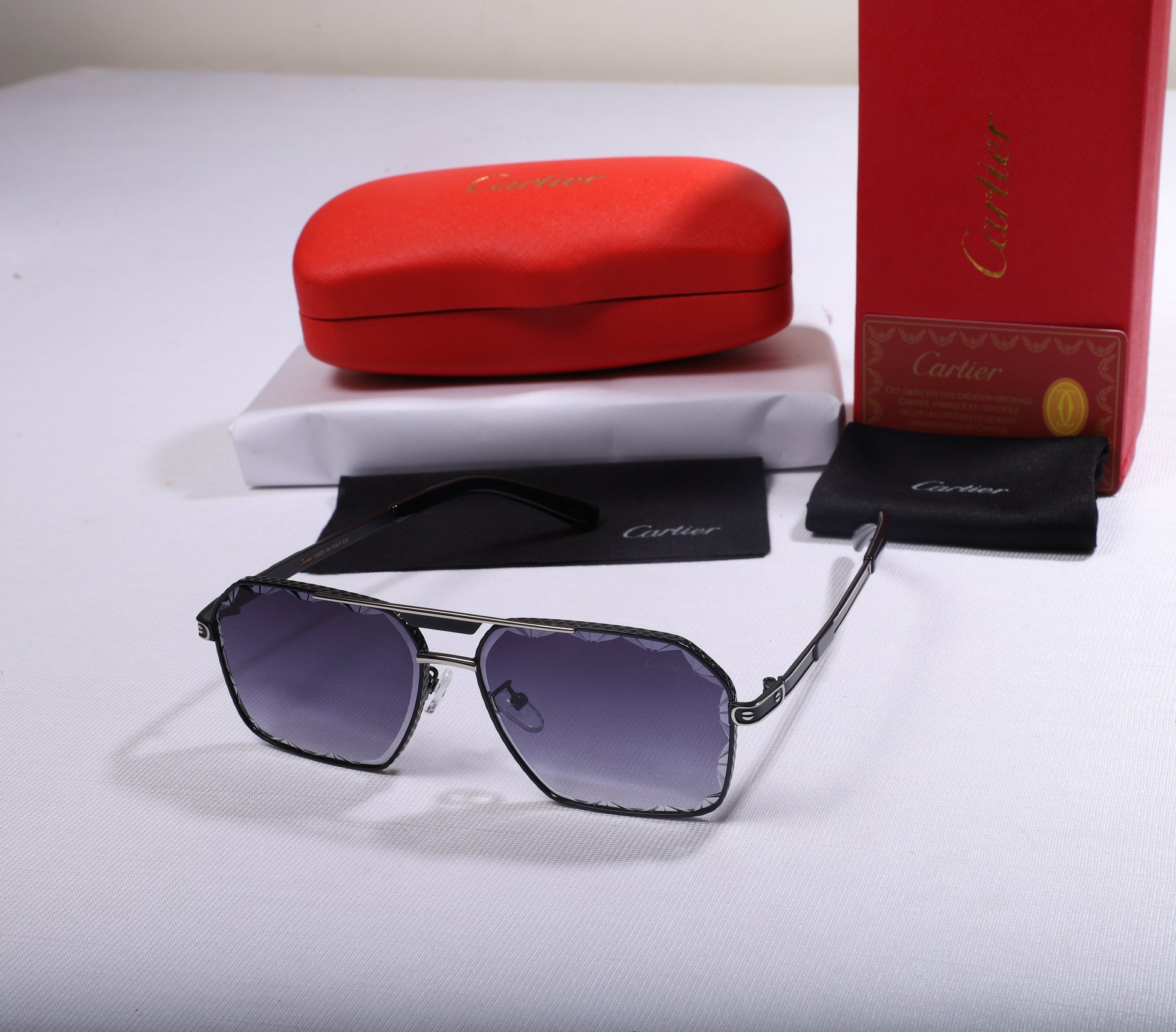 Cartier Hexagonal Frame Sunglasses with Gradient Lenses