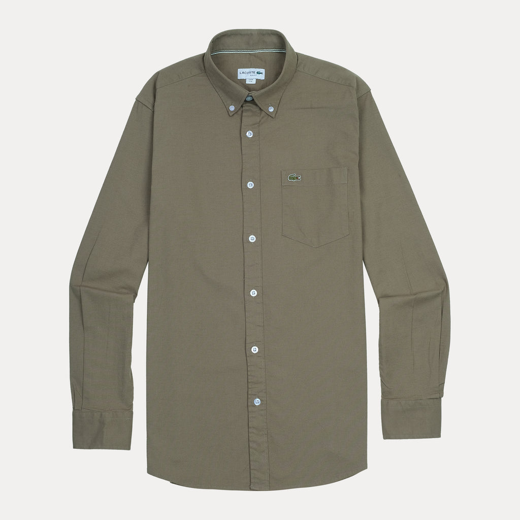 Lacoste Elegant Earthy Olive Button-Up Shirt