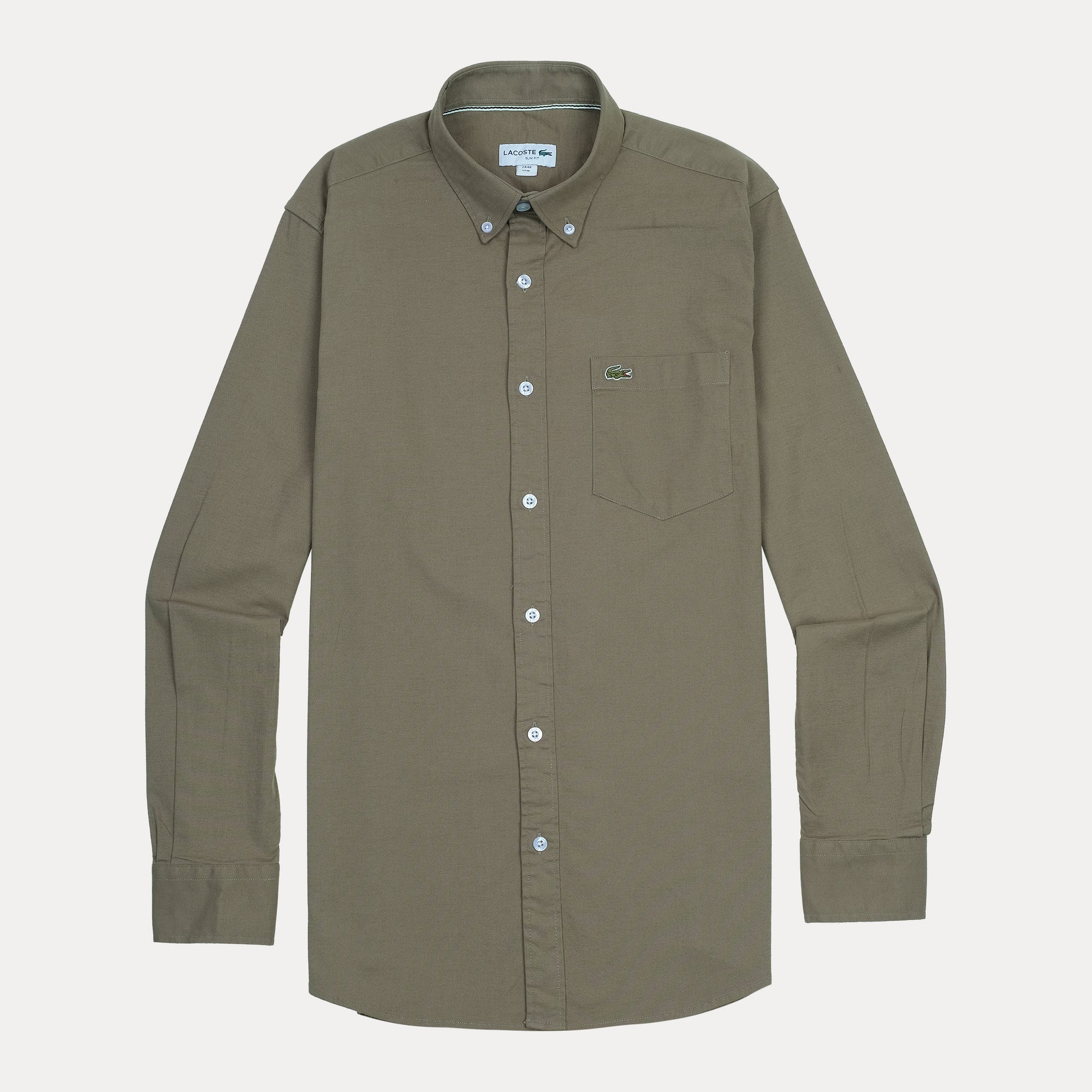 Lacoste Elegant Earthy Olive Button-Up Shirt