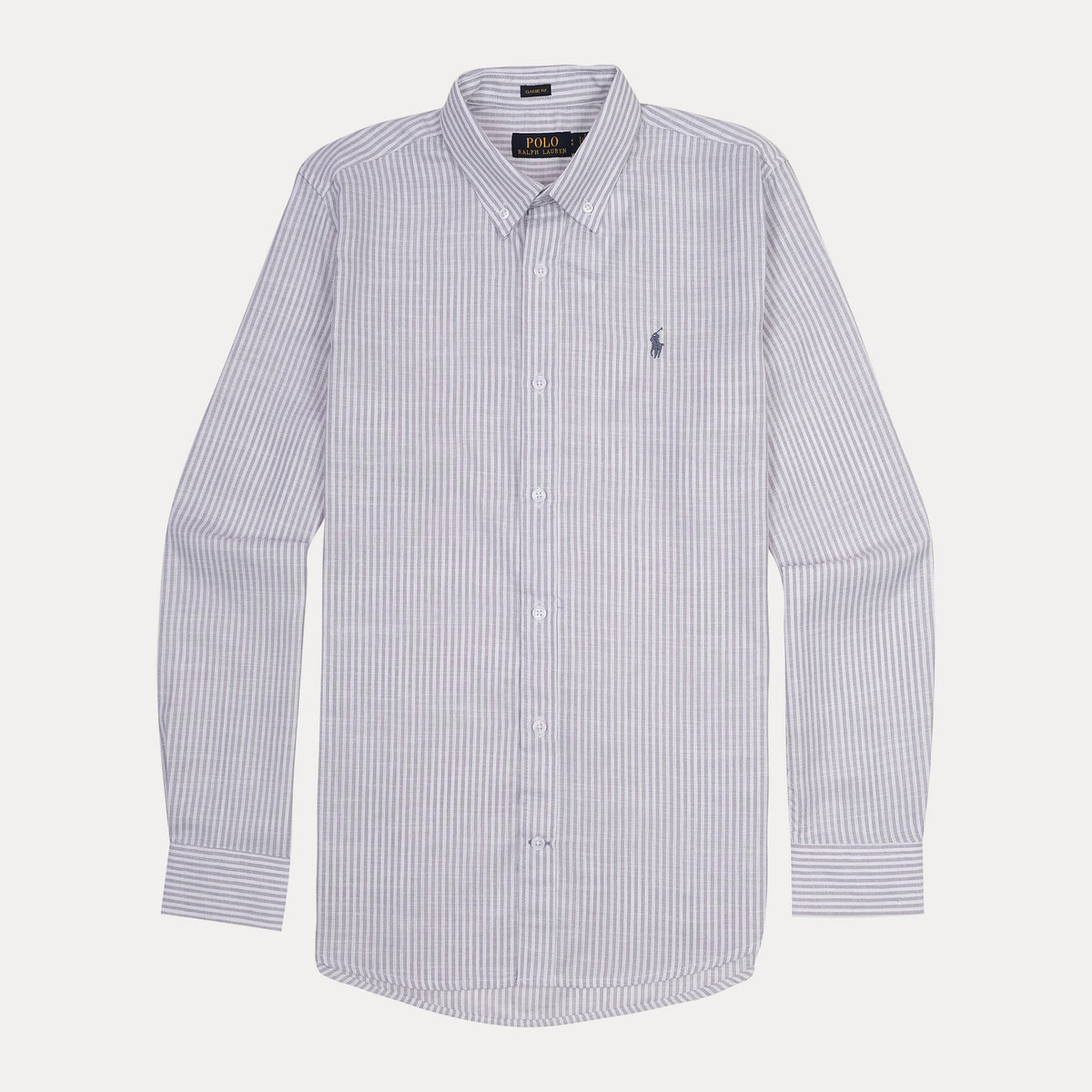 Polo Ralph Lauren Classic Fit Striped Linen Shirt in Whispering Gray