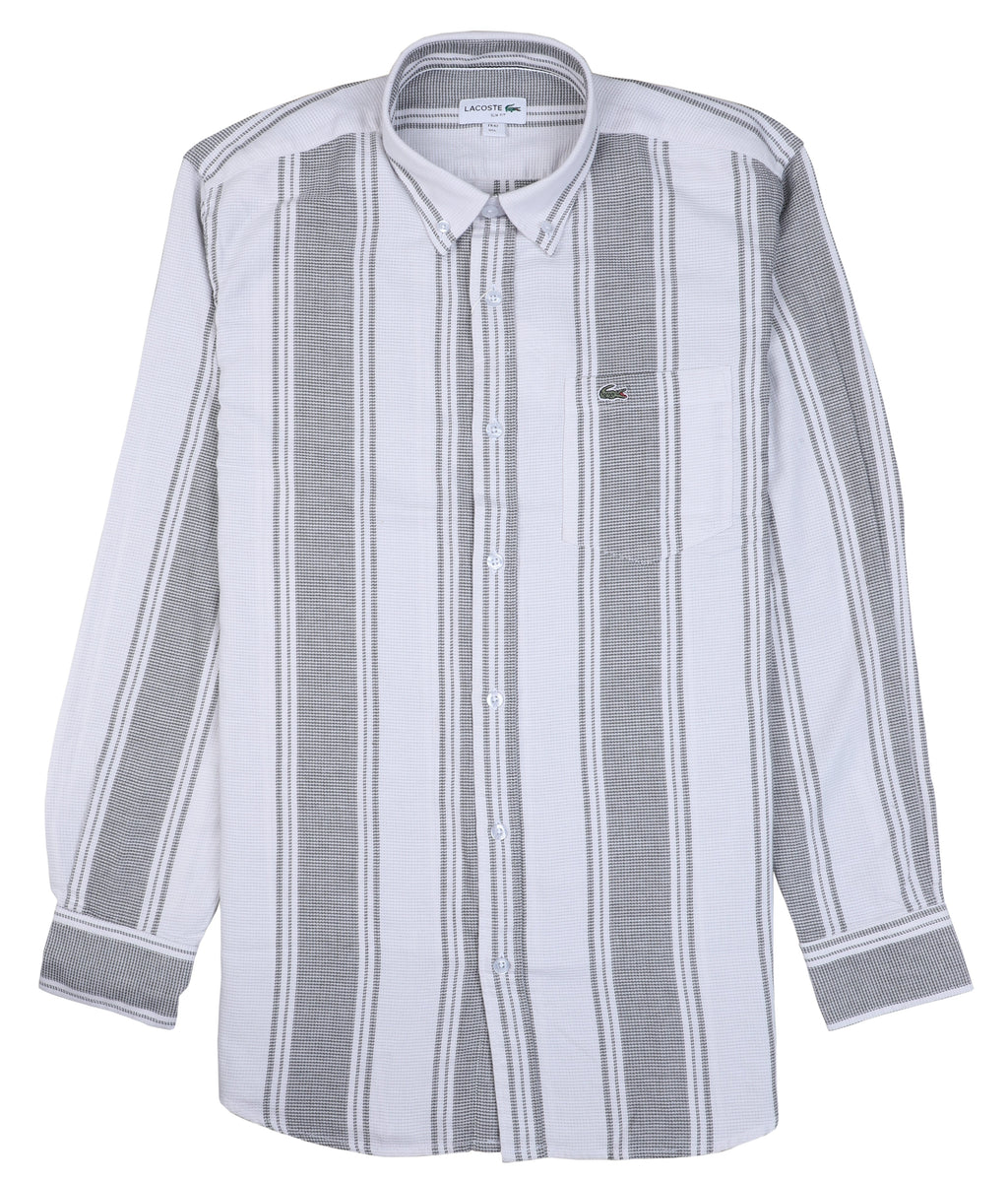 LACOSTE Whispering Slate Slim Fit Long Sleeve Button-Up Shirt