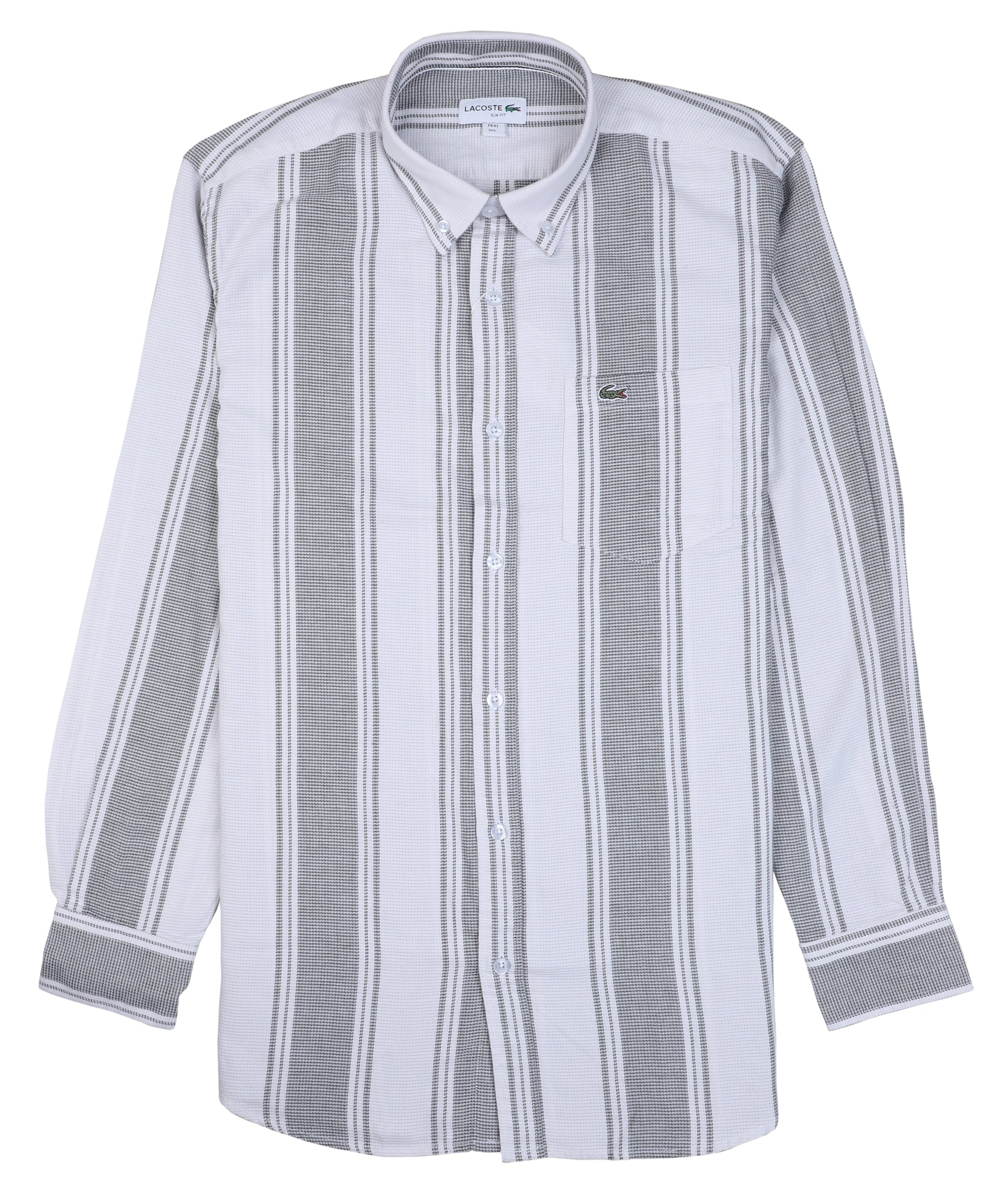 LACOSTE Whispering Slate Slim Fit Long Sleeve Button-Up Shirt