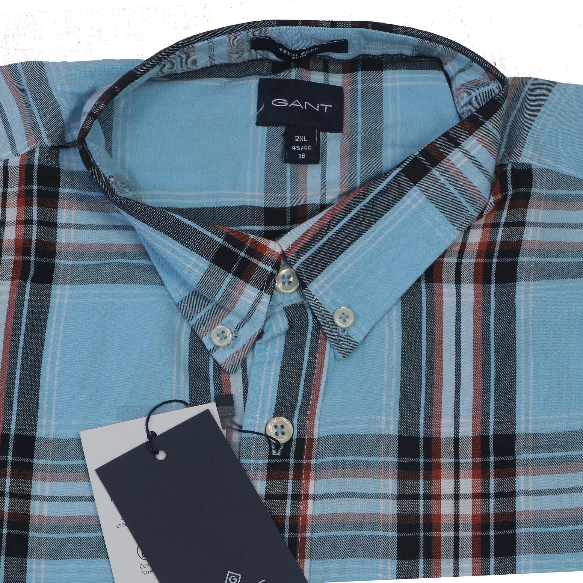 GANT Serene Aqua Tailored Fit Long Sleeve Plaid Shirt