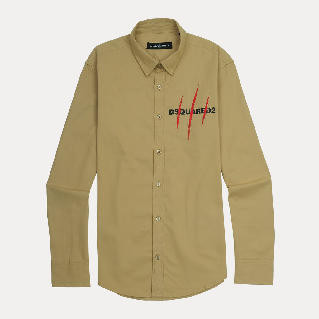 DSQUARED2 Urban Safari Chic Button-Up Shirt in Earthy Khaki