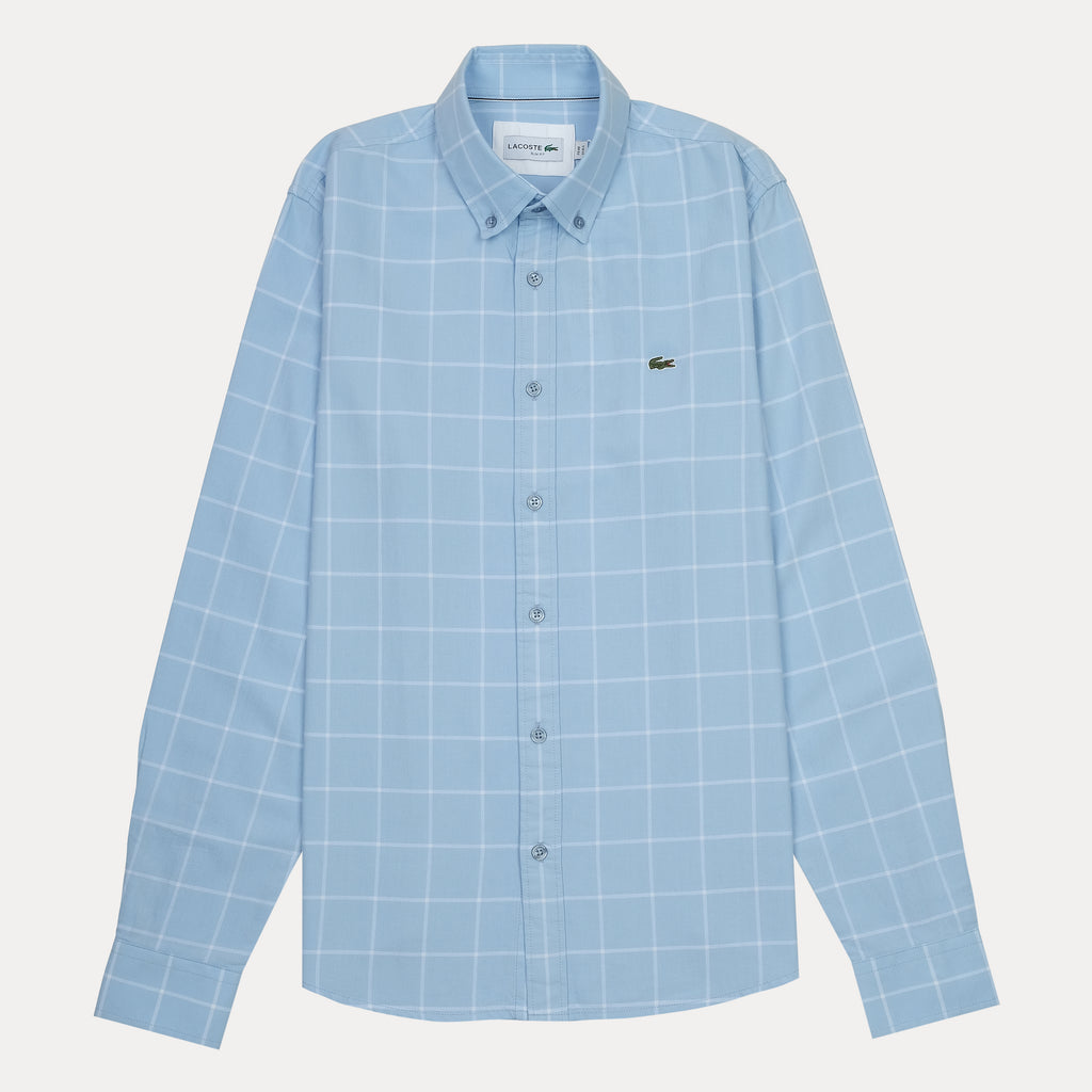 Lacoste Slim Fit Sky Blue Checkered Shirt