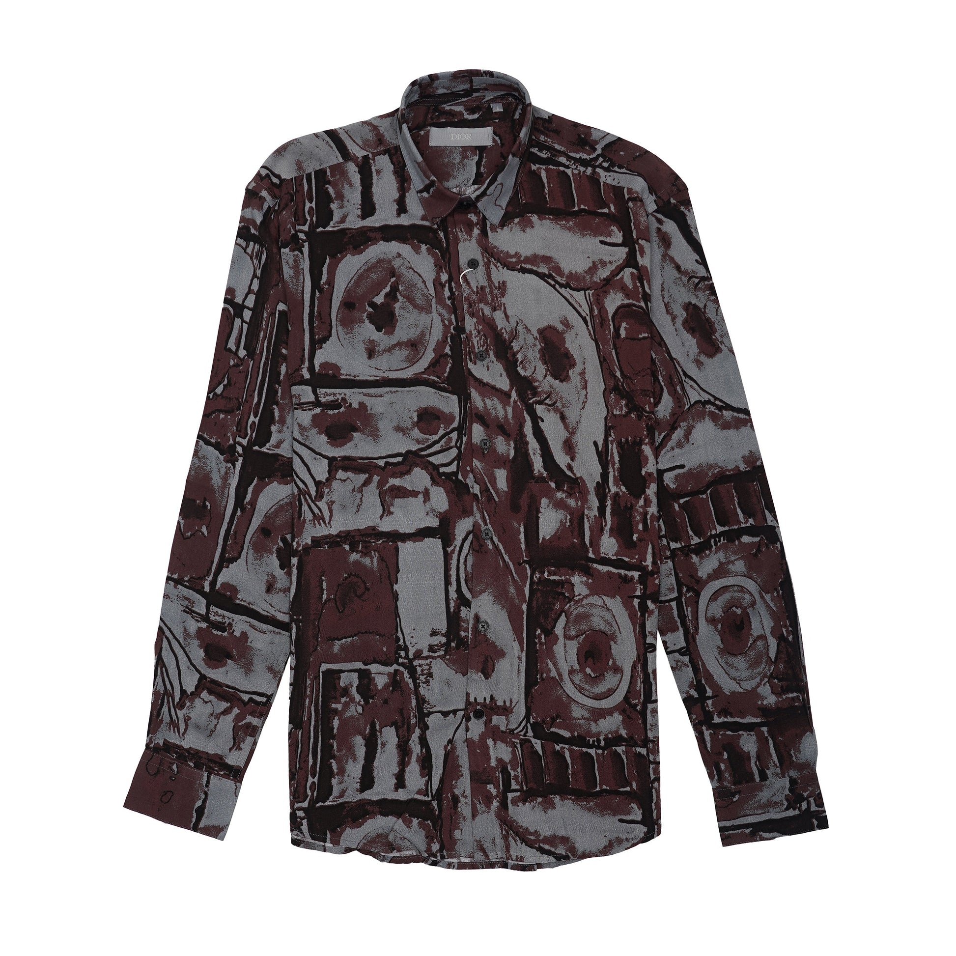 DIOR Seraphic Onyx Whisper Tailored Fit Long Sleeve Silk Shirt