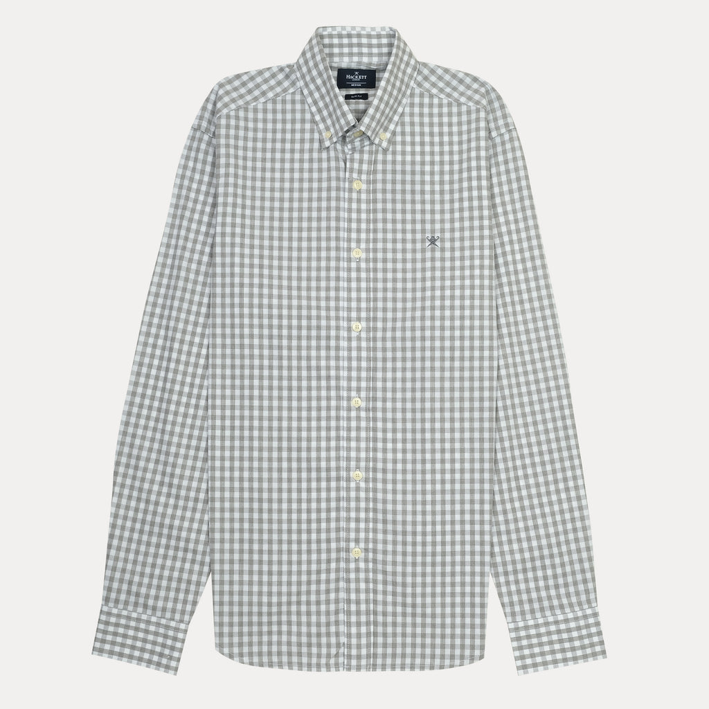 HACKETT London Gingham Elegance Slim Fit Shirt in Misty Grey
