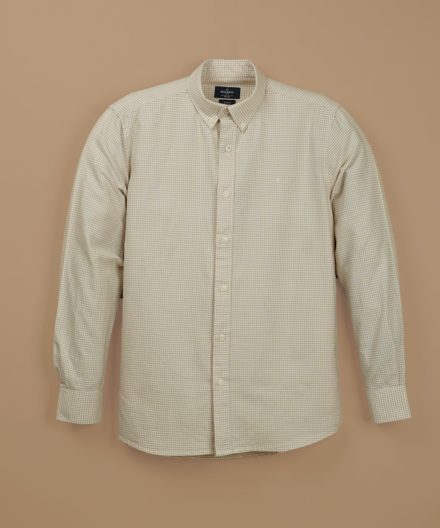 HACKETT Sunlit Almond Tailored Fit Long Sleeve Gingham Shirt