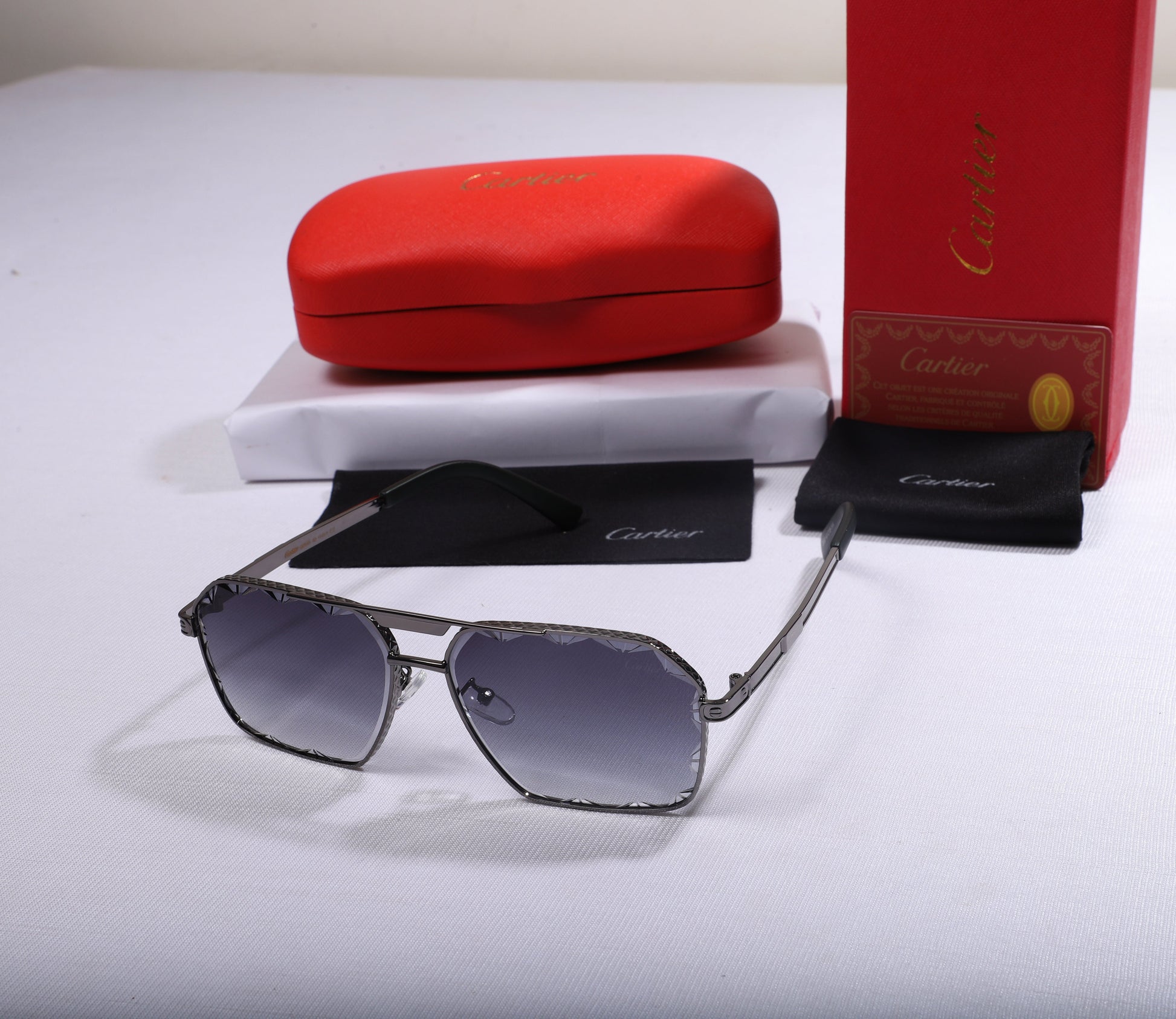 Cartier Luxe Hexagonal Sunglasses with Gradient Lenses