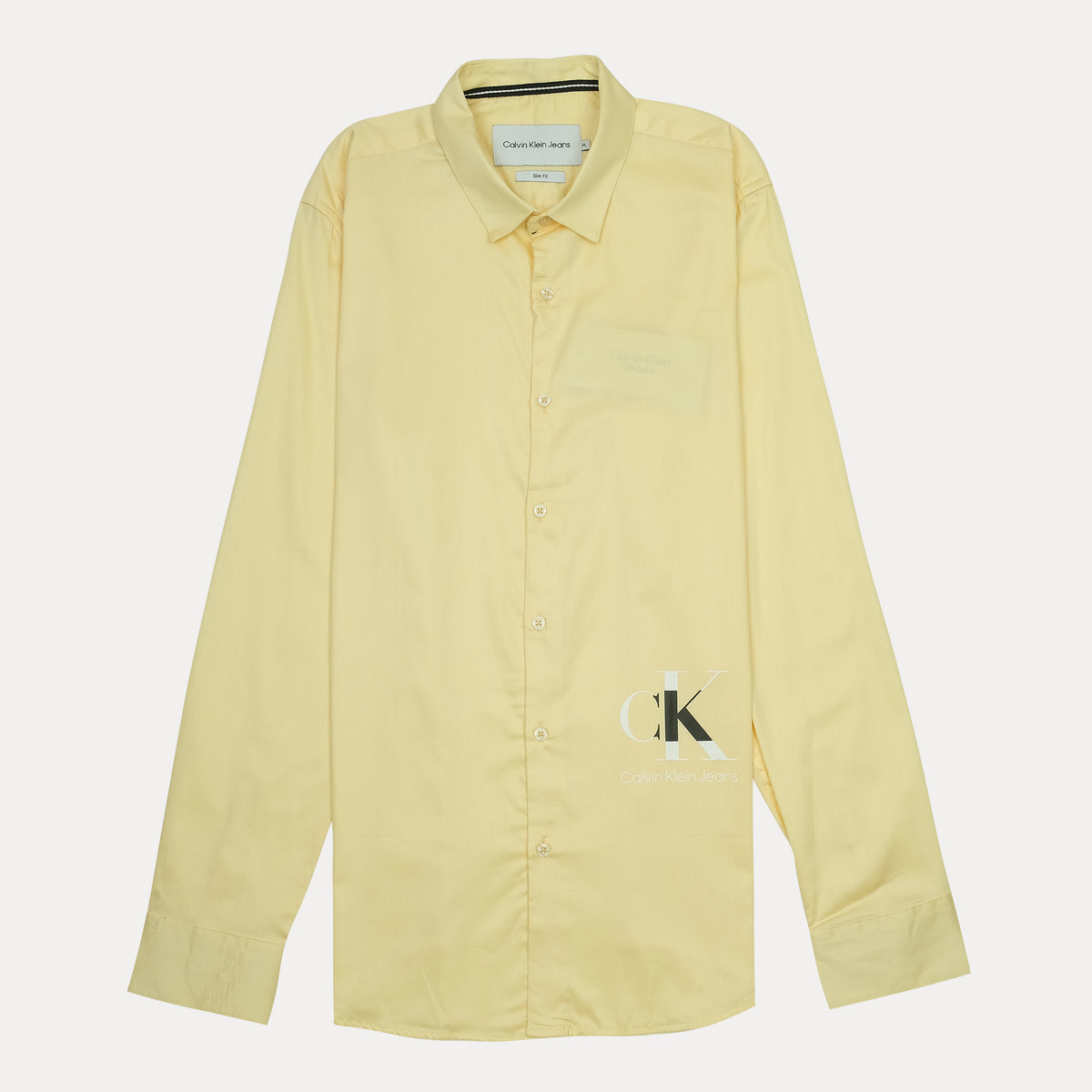 Calvin Klein Jeans Slim Fit Yellow Button-Up Shirt