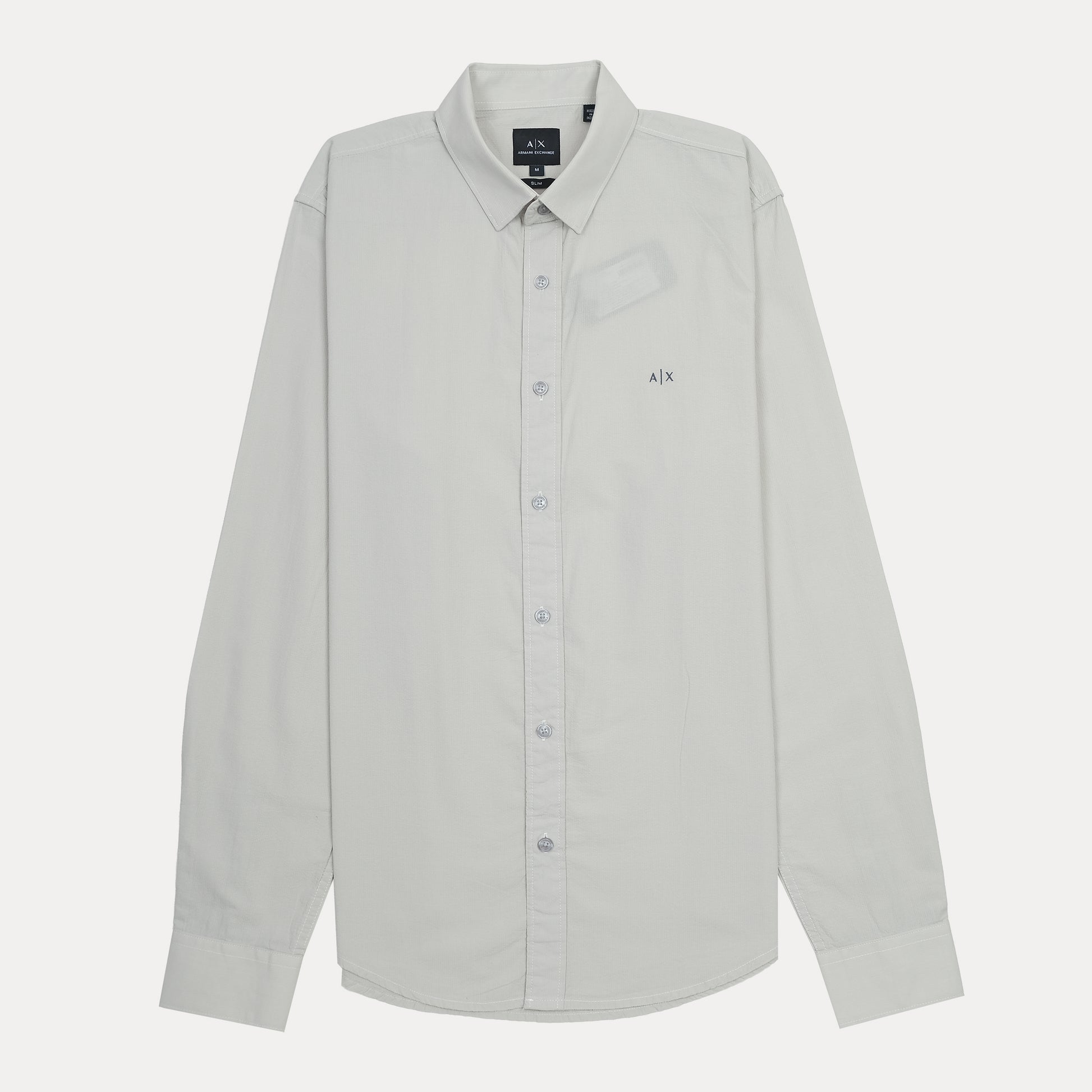 A|X Slim Fit Button-Up Shirt in Light Grey