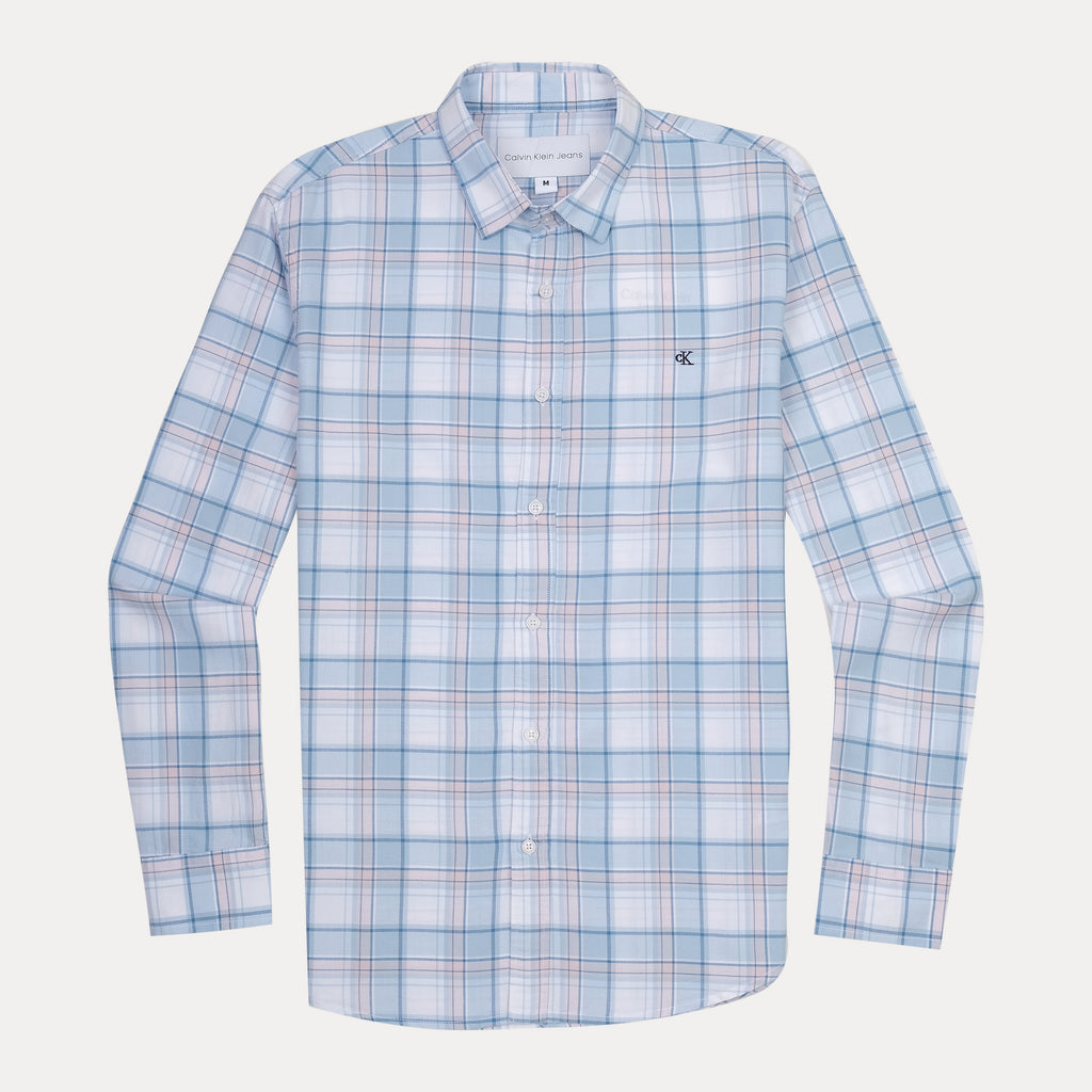 Calvin Klein Jeans Breezy Blue Plaid Button-Up Shirt