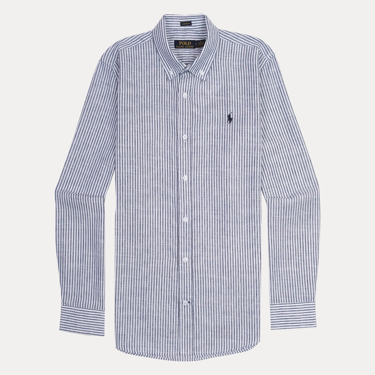Polo Ralph Lauren Classic Fit Striped Linen Shirt in Nautical Blue
