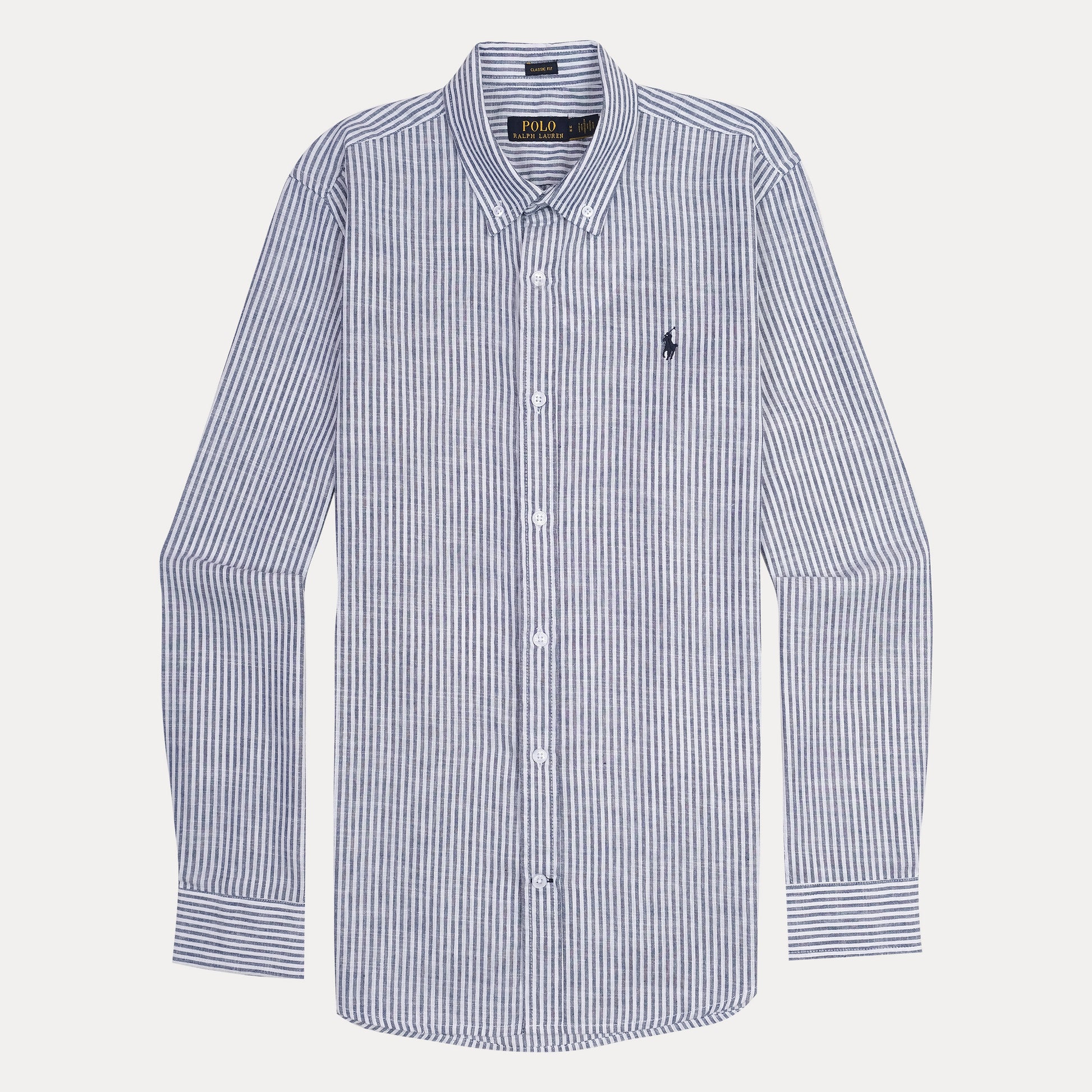 Polo Ralph Lauren Classic Fit Striped Linen Shirt in Nautical Blue