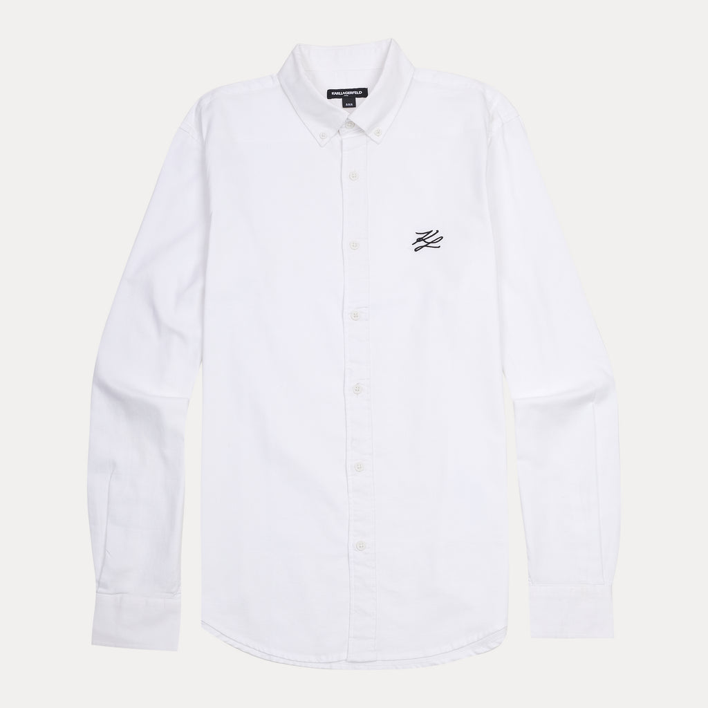 Karl Lagerfeld Elegant White Cotton Button-Up Shirt